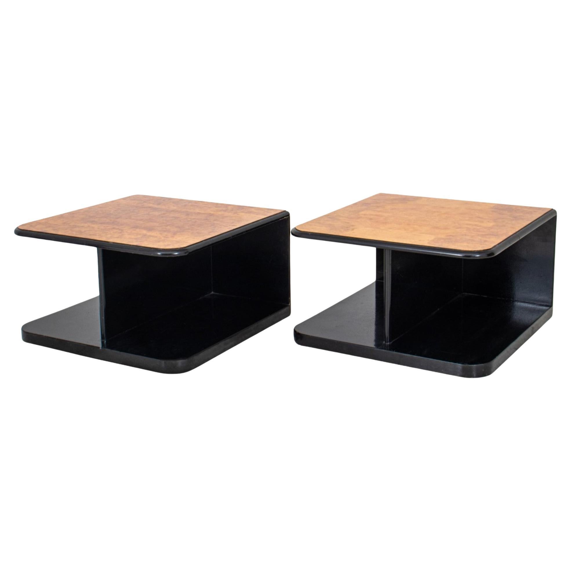 Post Modern Elm Burl Coffee Table Side Table, Pair For Sale