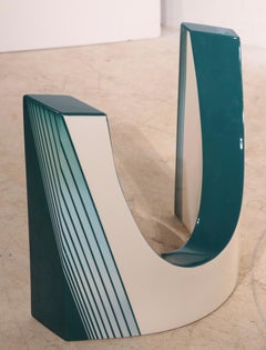 Mesa de centro postmoderna de cristal y esmalte Fechada en 1991 Probablemente Fabricada en Italia