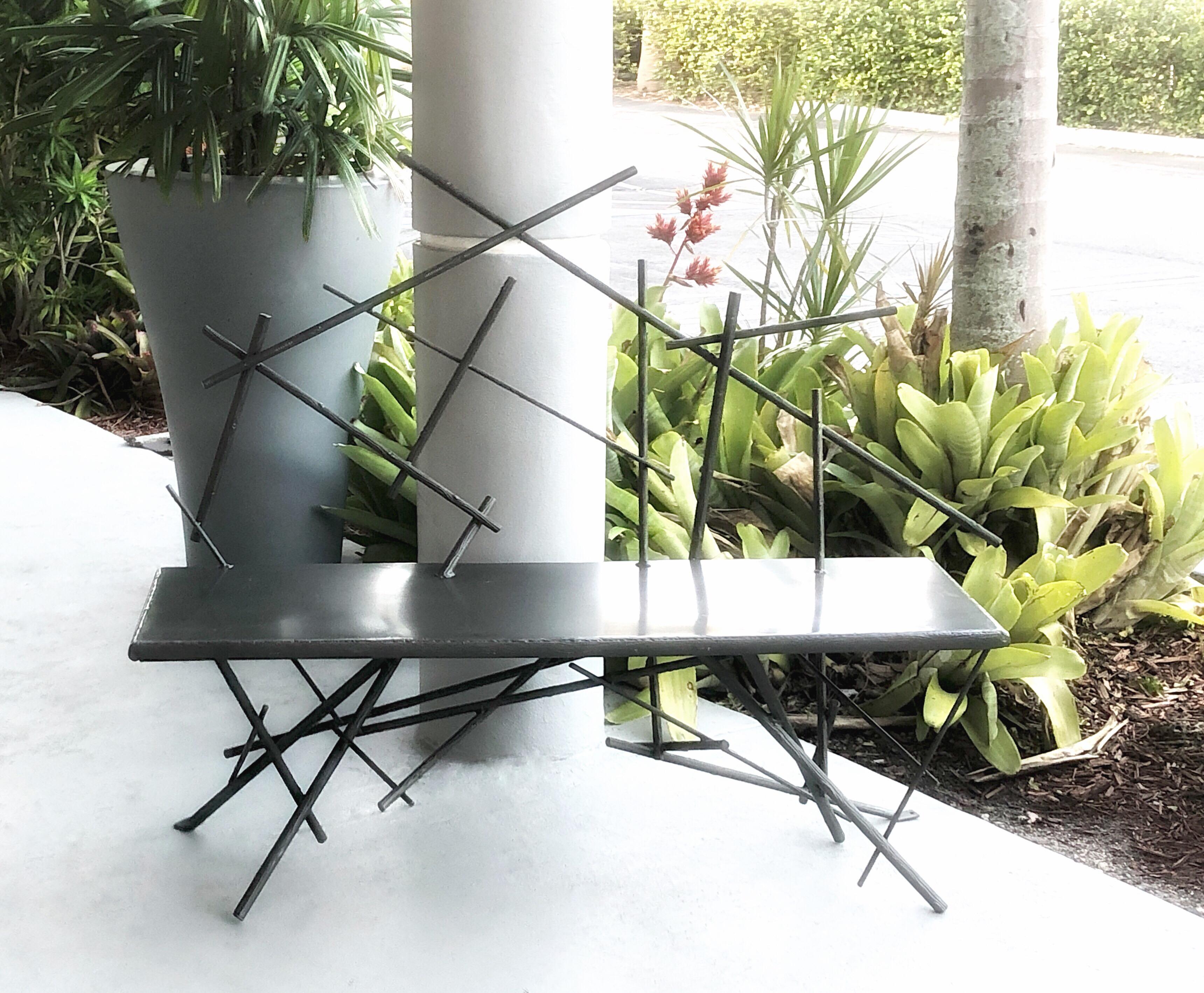 Contemporary Postmodern Enamel on Steel Sculptural Deconstructivist Bench Sofa