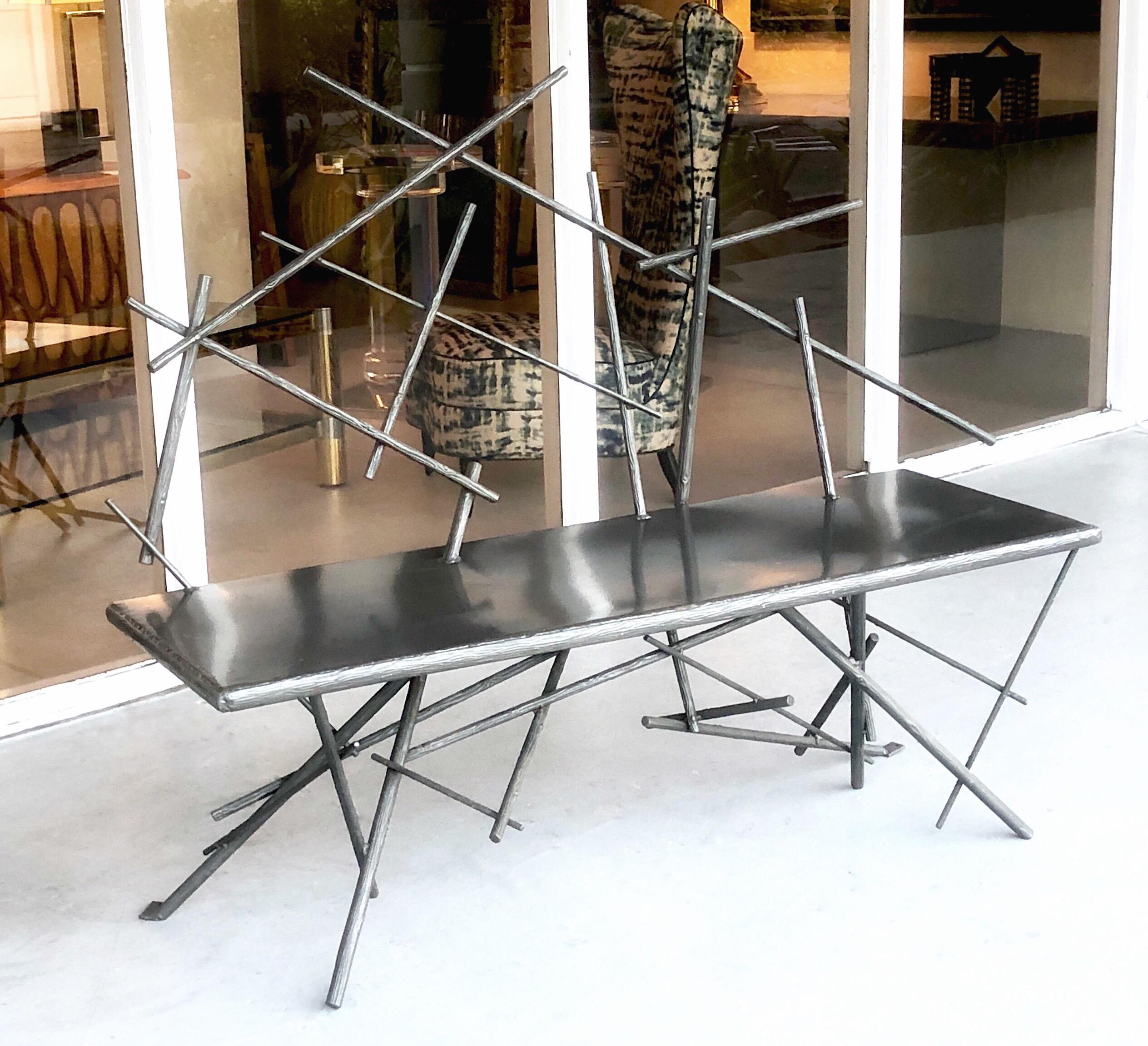 Postmodern Enamel on Steel Sculptural Deconstructivist Bench Sofa 2