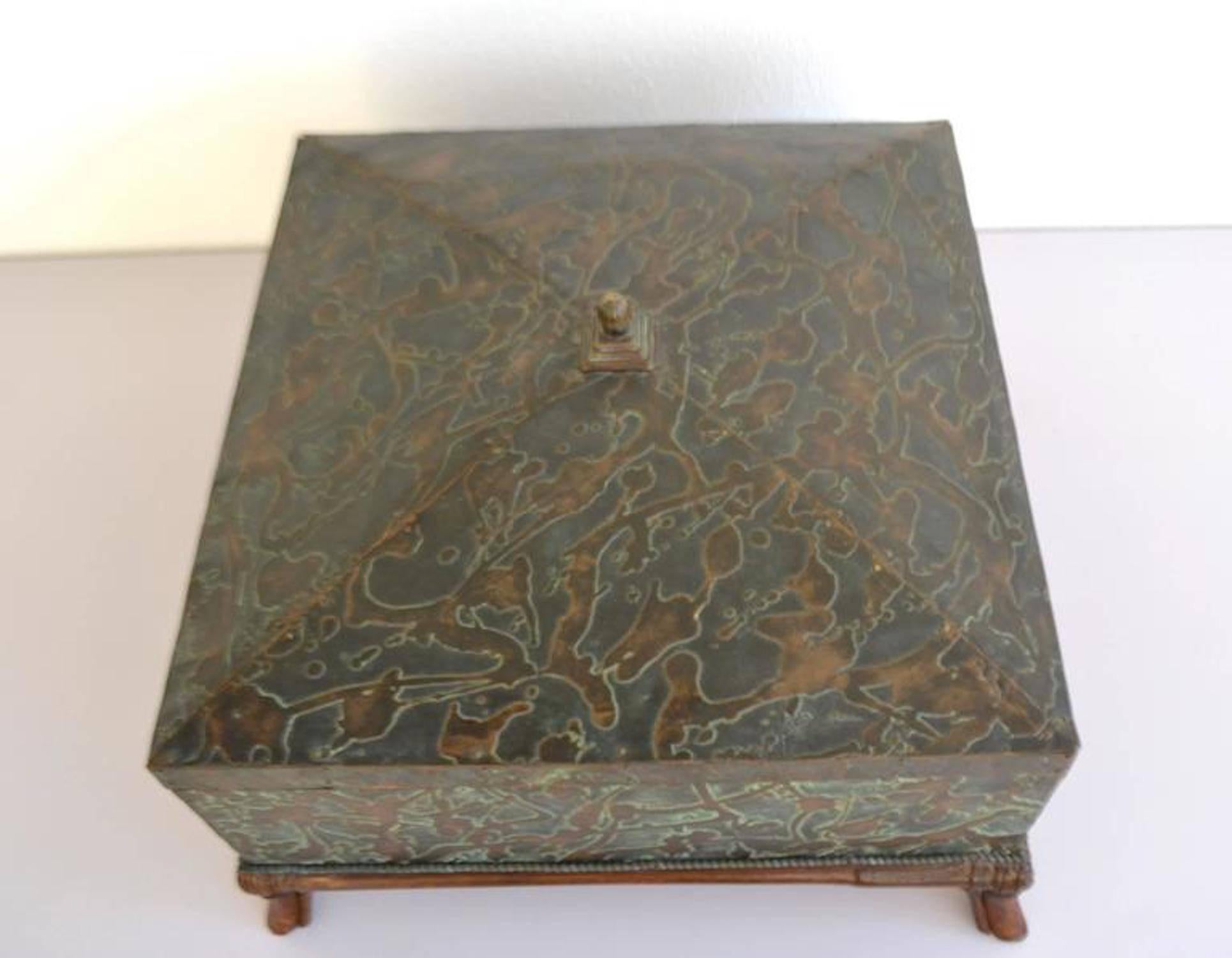 Late 20th Century Postmodern Etched Brass Box For Sale
