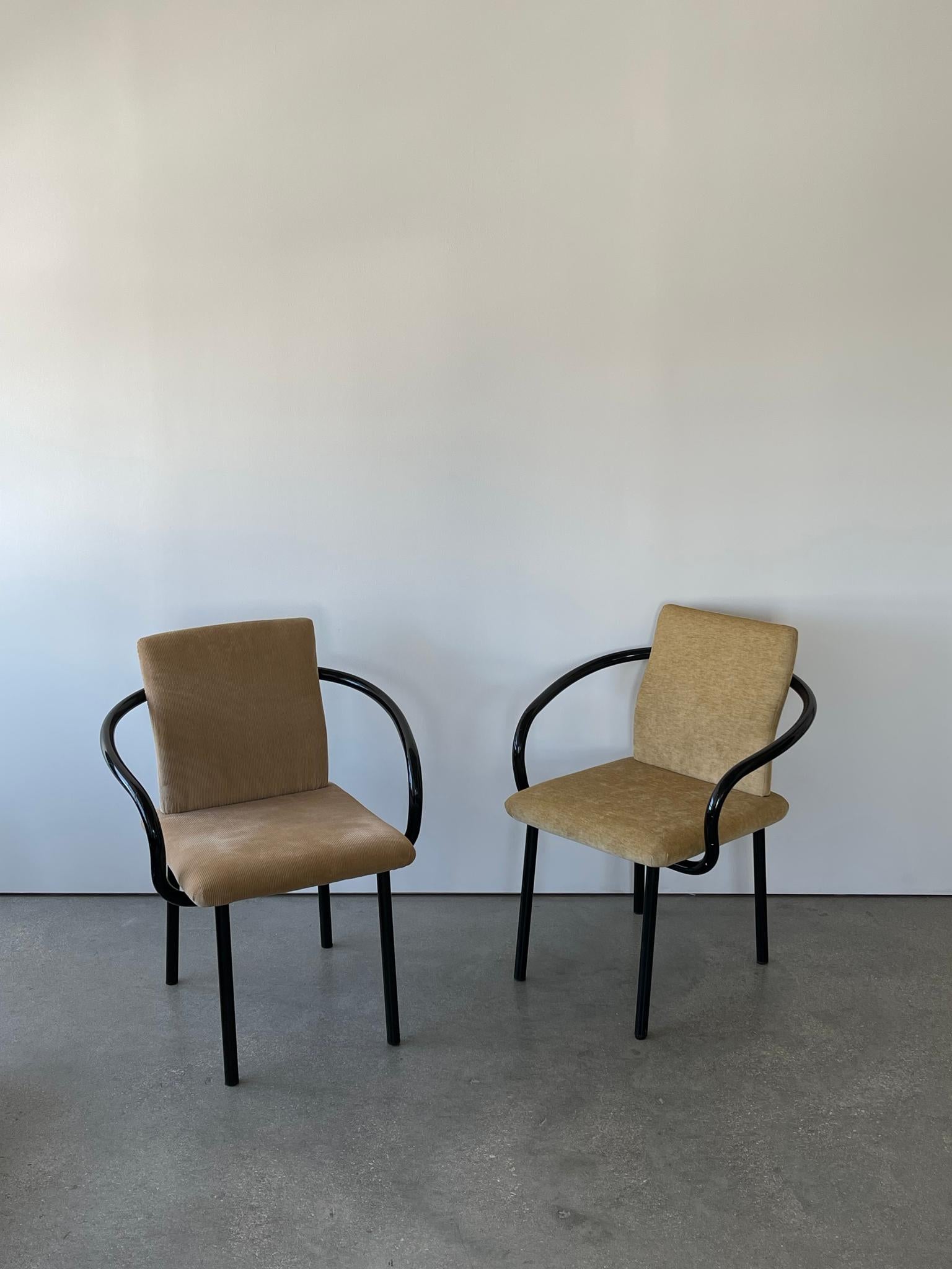 Late 20th Century Post Modern Ettore Sottsass for Knoll Mandarin Armchairs, Tan Velvet