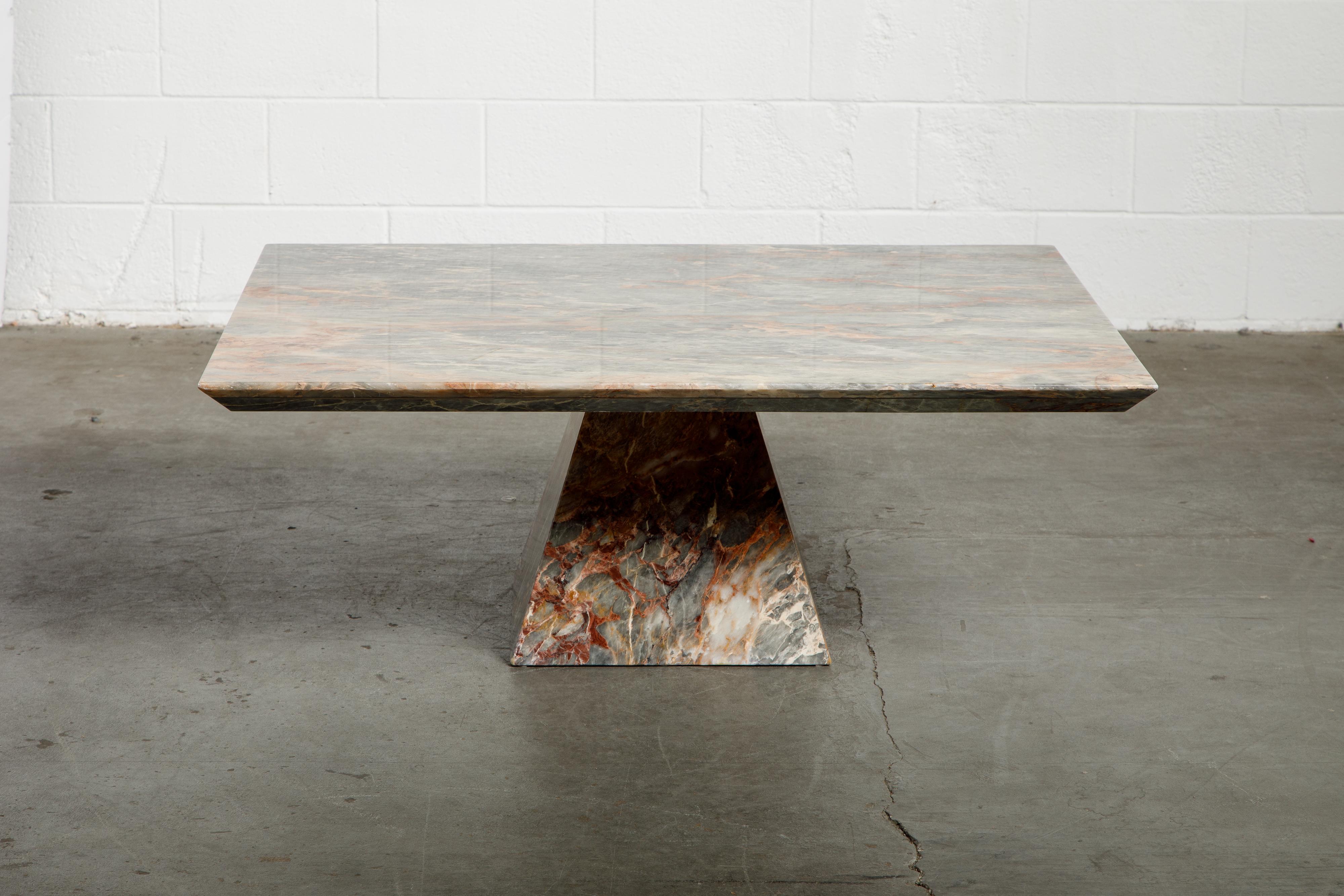 Post-Modern Exotic Grain Stone Coffee Table, circa 1980 In Good Condition In Los Angeles, CA