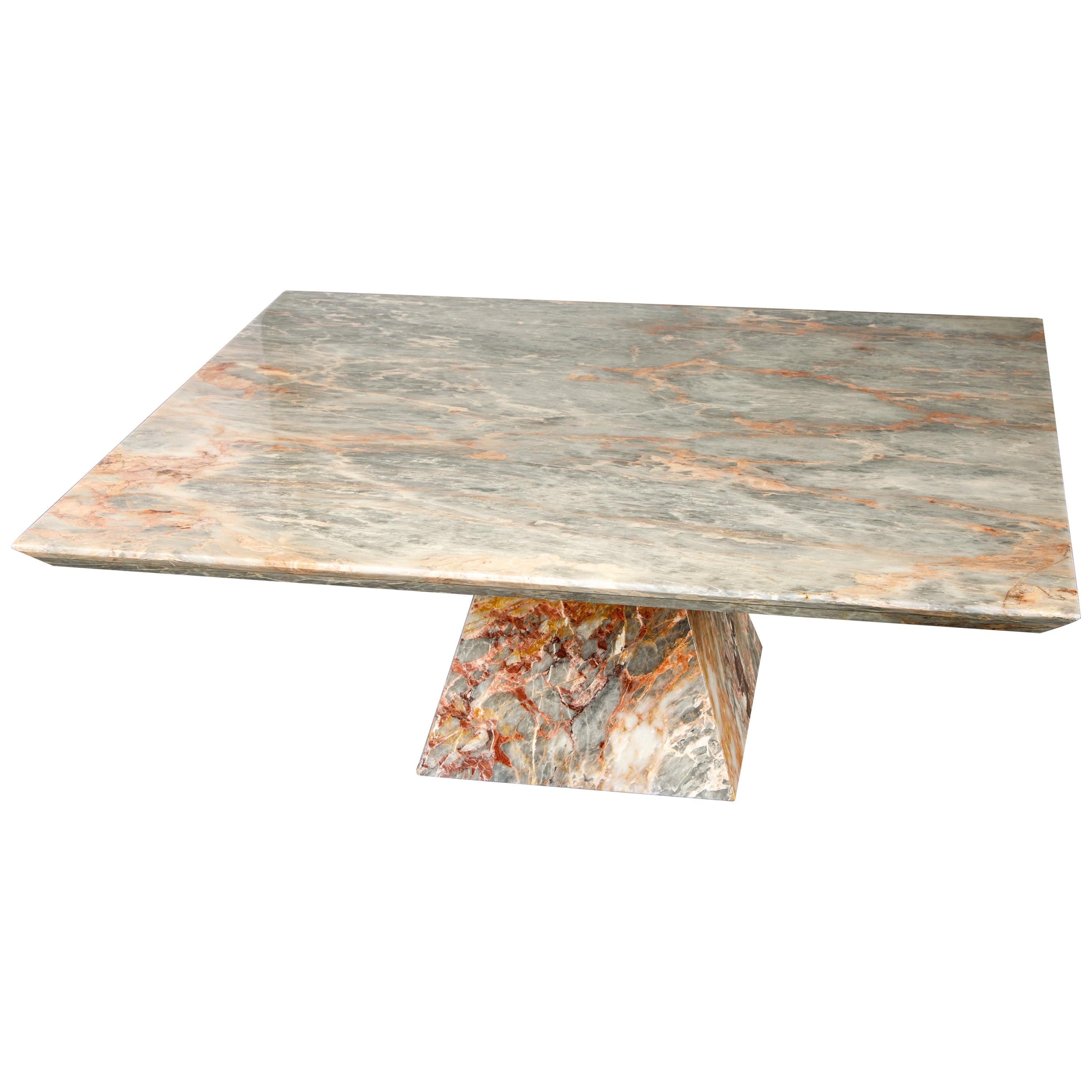 Post-Modern Exotic Grain Stone Coffee Table, circa 1980