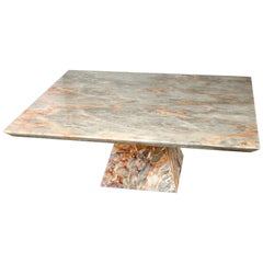 Retro Post-Modern Exotic Grain Stone Coffee Table, circa 1980