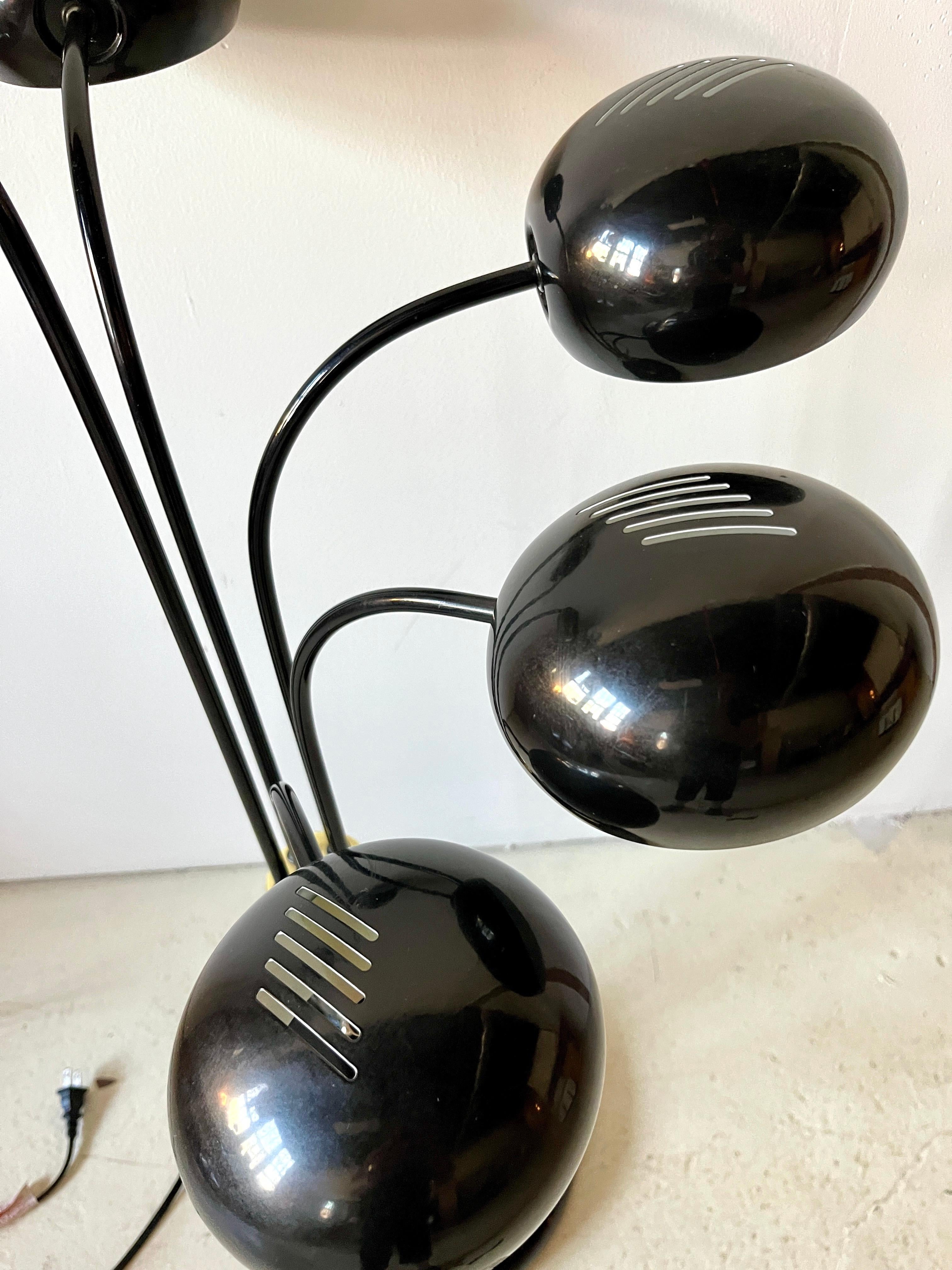 Late 20th Century Post-Modern Eyeball Black Metal Multi-Arm Adjustable Task Lamp For Sale