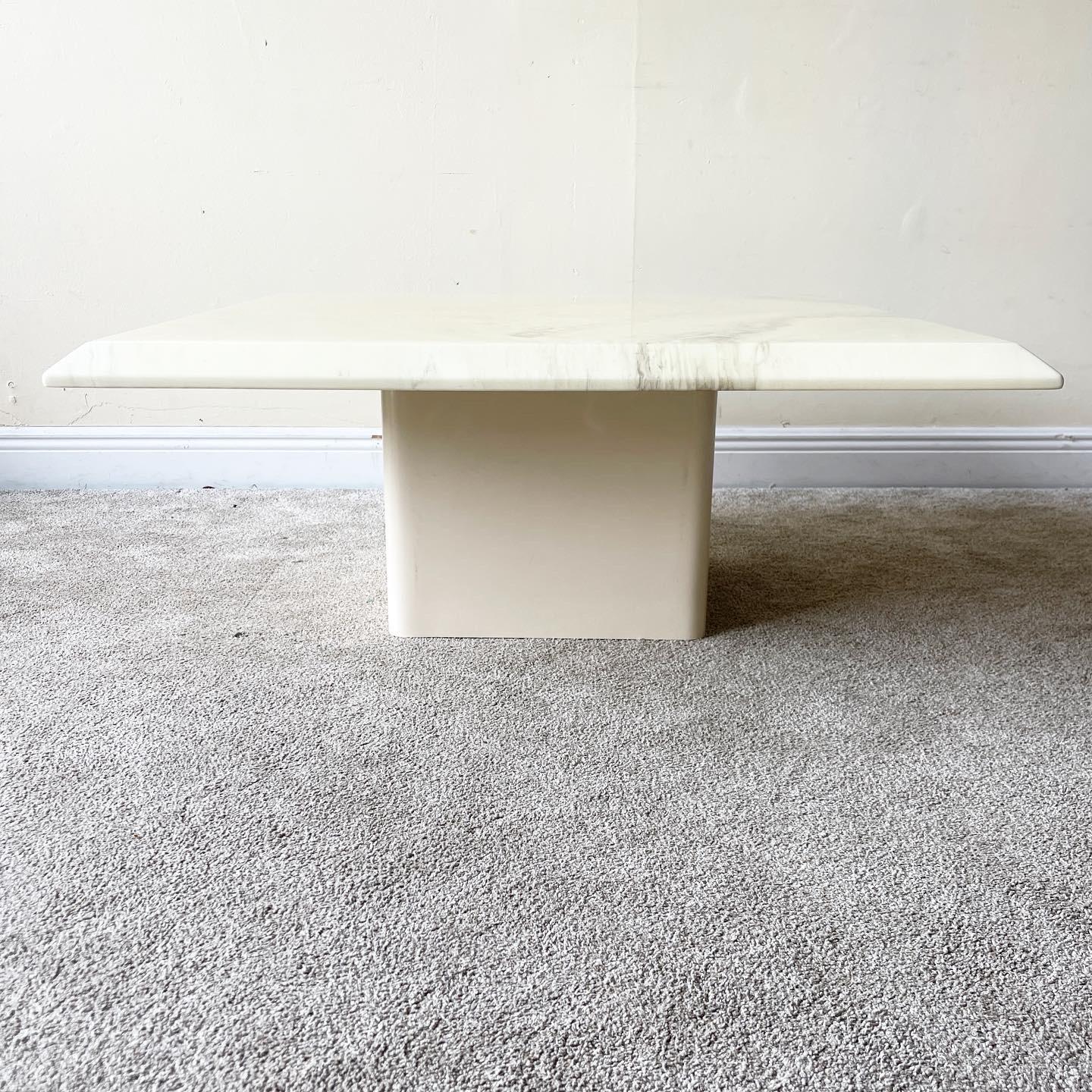 Post-Modern Post Modern Faux Marble Top Coffee Table