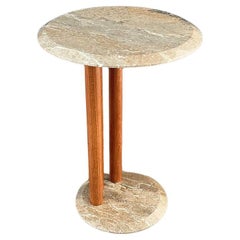 Post Modern Floating Column Style Side Table with Marble Top