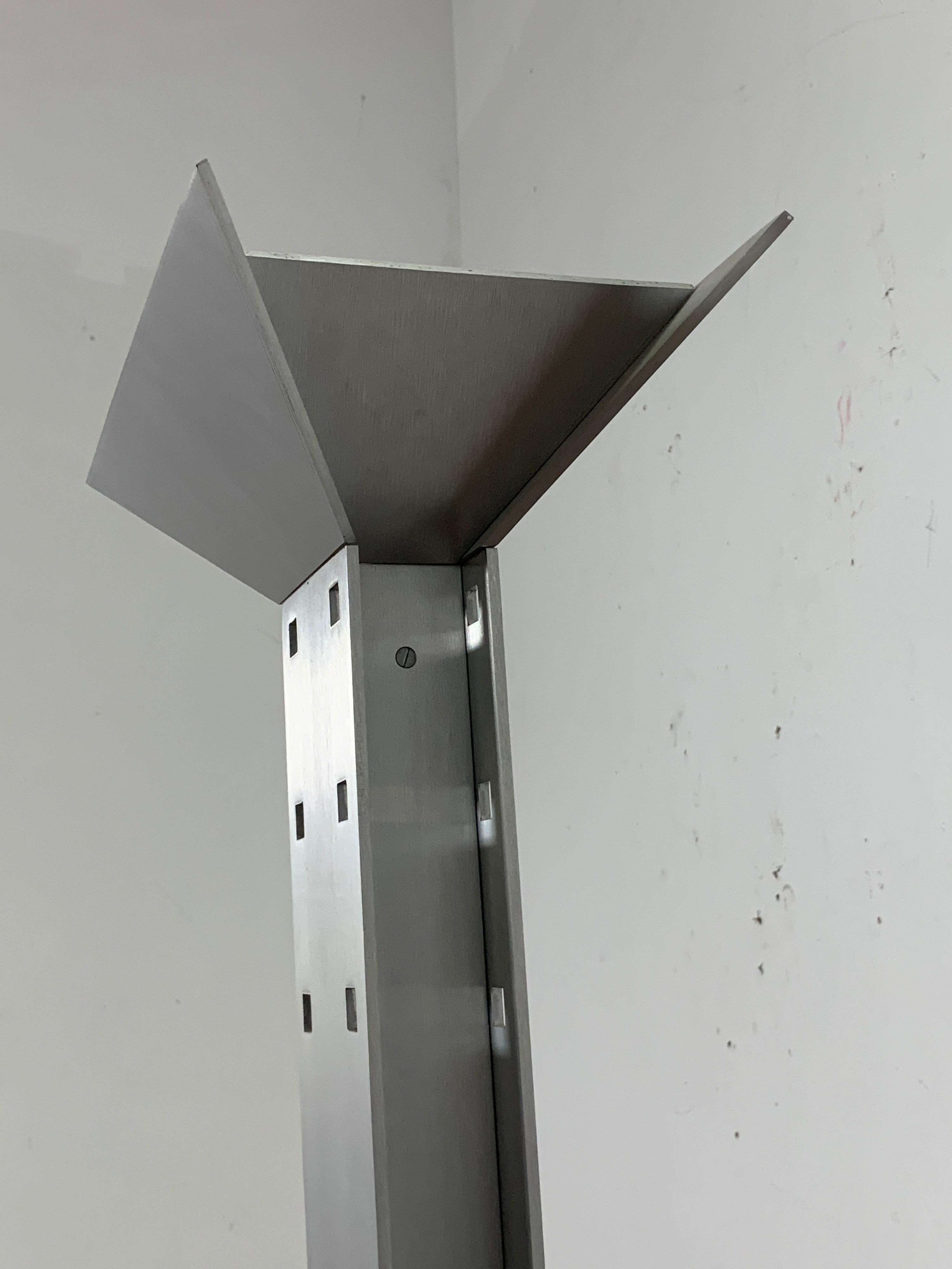 Unknown Post Modern Floor Lamp in Aircraft Aluminum, Circa 1980s