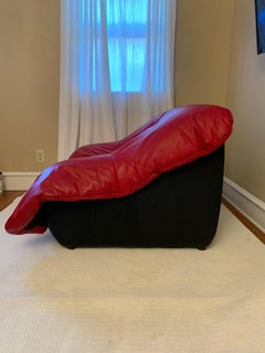 Post-Modern "Flou-Flou" Chair in Red Leather, Ligne Roset, 1992