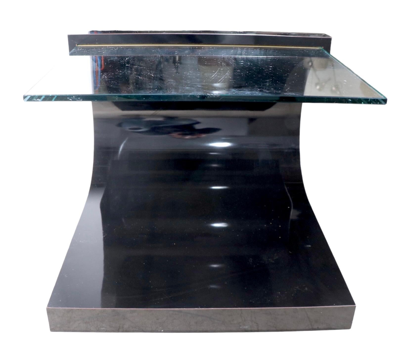 Post-Modern Post Modern Formica and Cantilevered  Glass Side Table c 1970/1980's