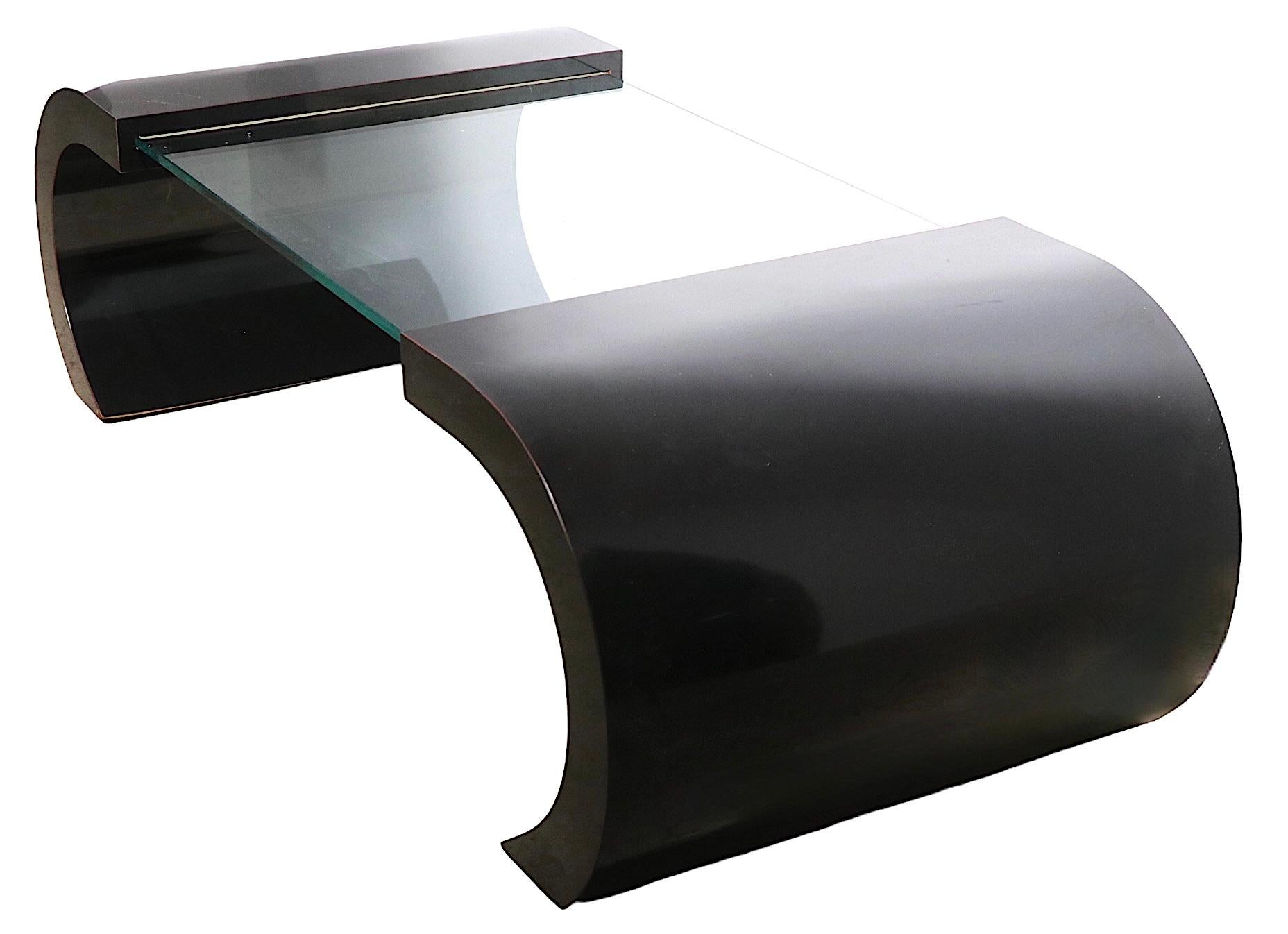 American Post Modern Formica and Glass Coffee Table After Panton, C 1970's For Sale