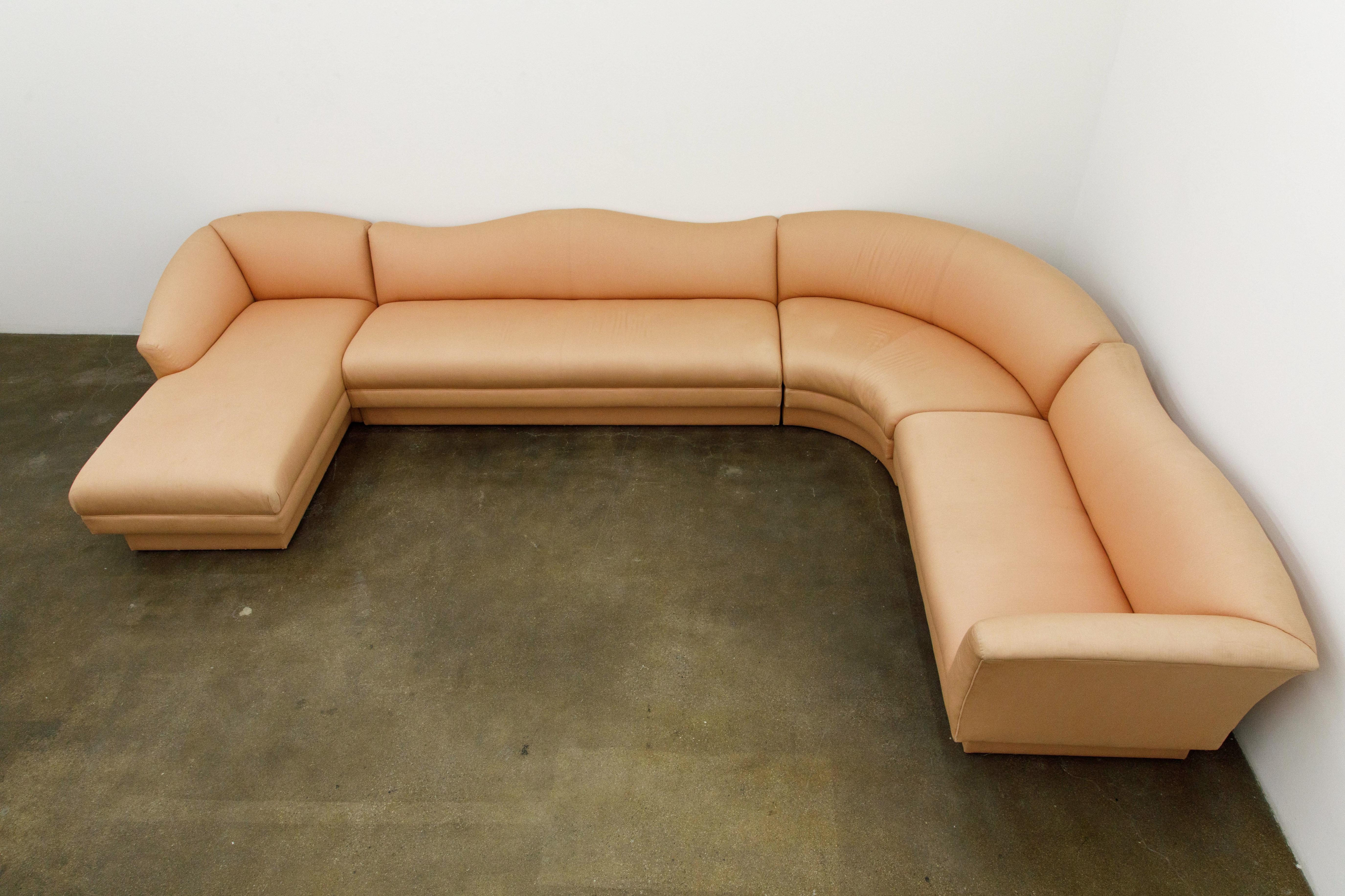 Post-Modern Four Piece Sectional Sofa by Directional, c 1980, Signed  In Good Condition In Los Angeles, CA