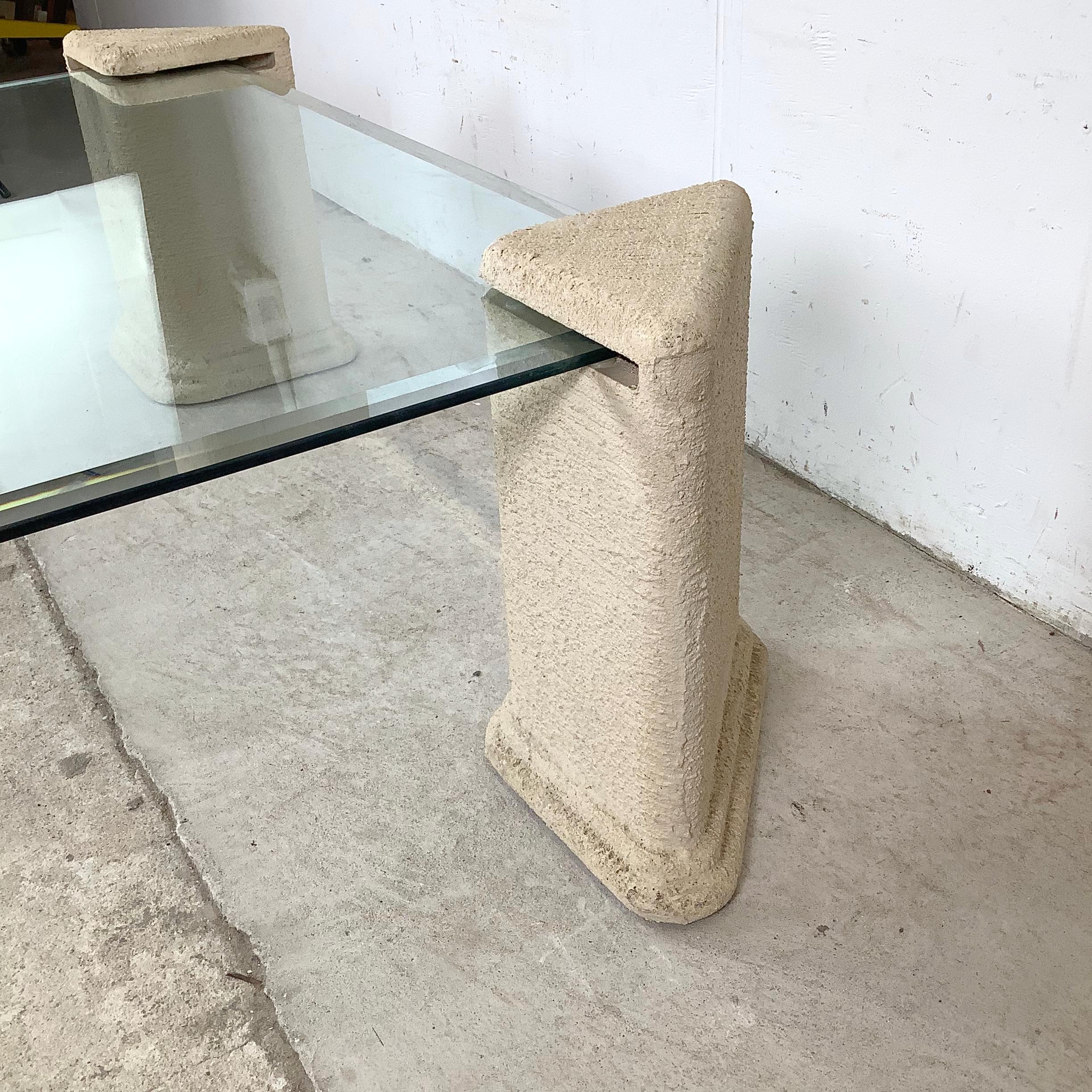 Post-Modern Four Post Glass Top Coffee Table For Sale 6