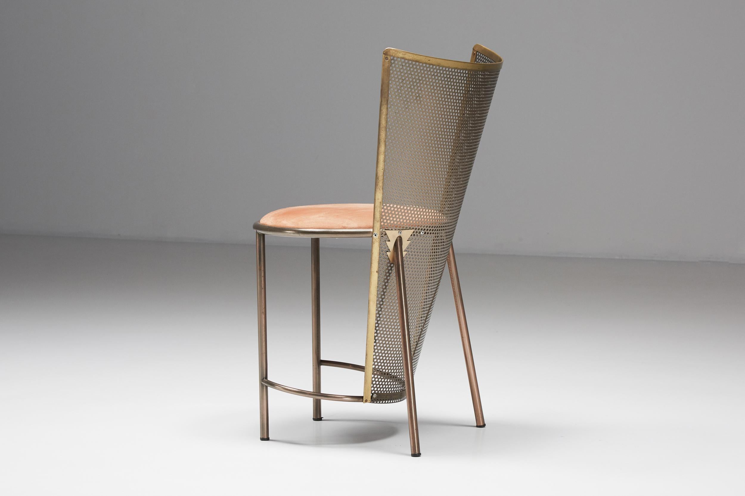 Post-Modern Frans Van Praet '92 Brass Chairs, World expo Belgian Pavillion For Sale 5