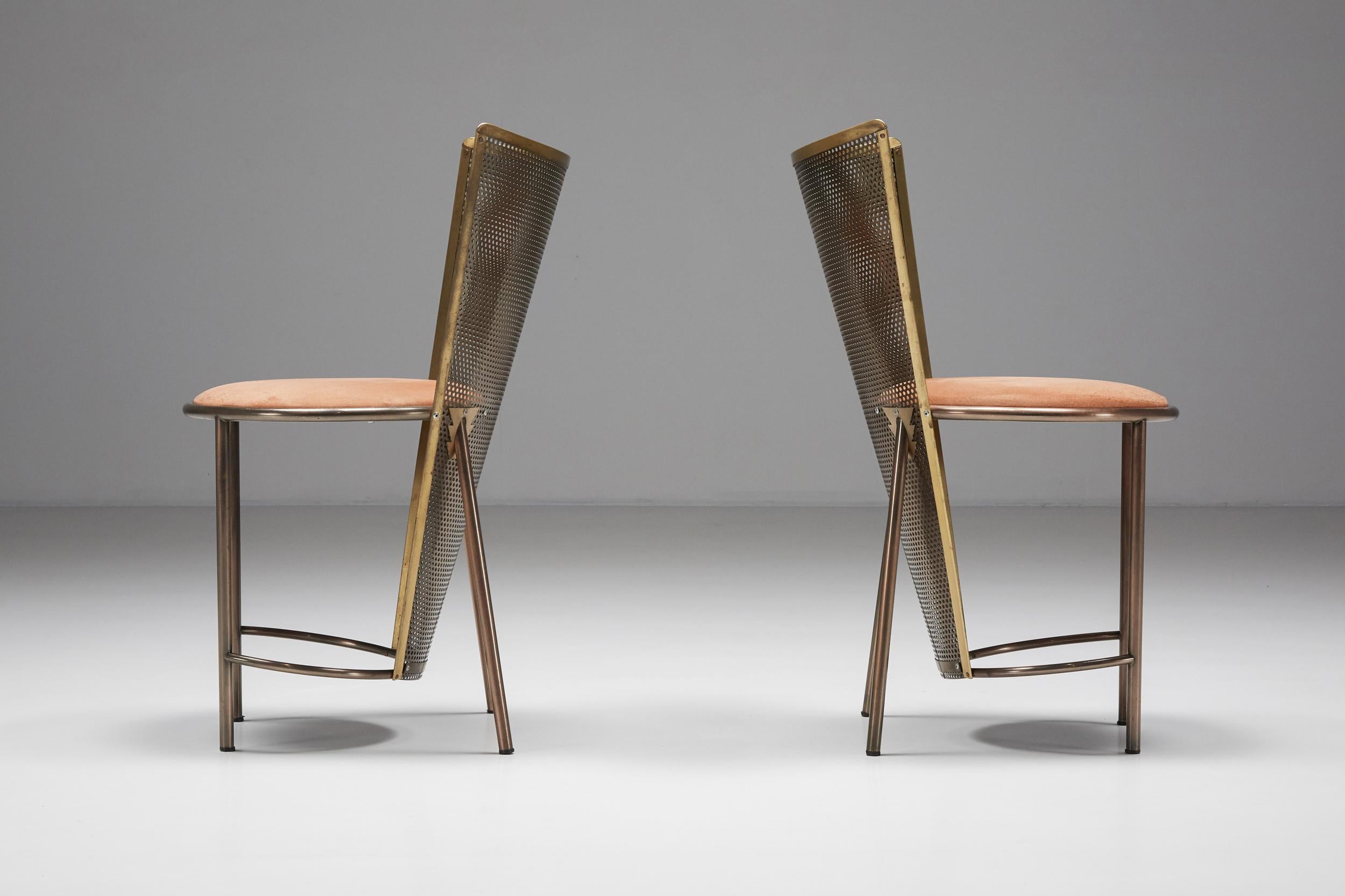 Post-Modern Frans Van Praet '92 Brass Chairs, World expo Belgian Pavillion For Sale 2