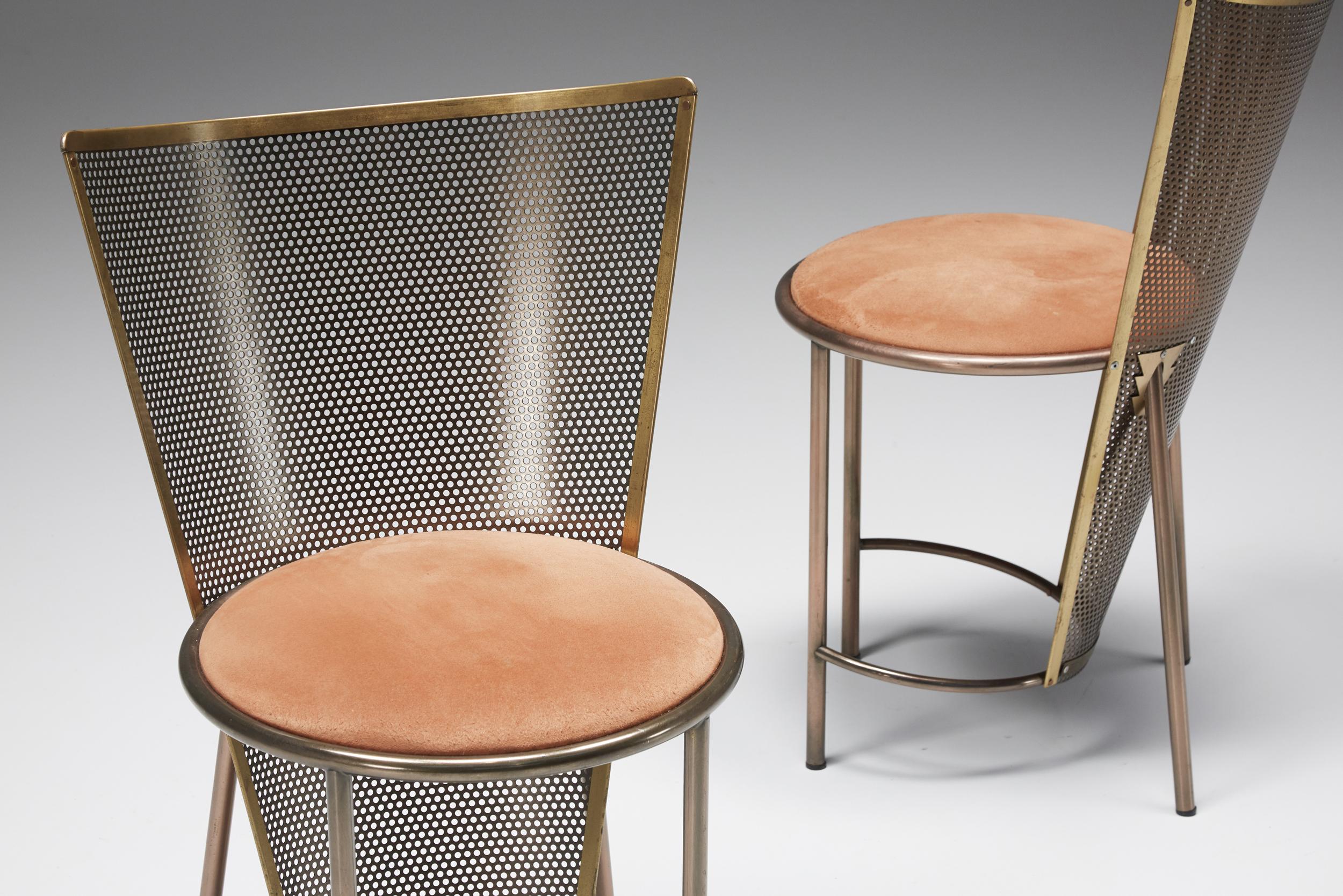 Post-Modern Frans Van Praet '92 Brass Chairs, World expo Belgian Pavillion For Sale 3