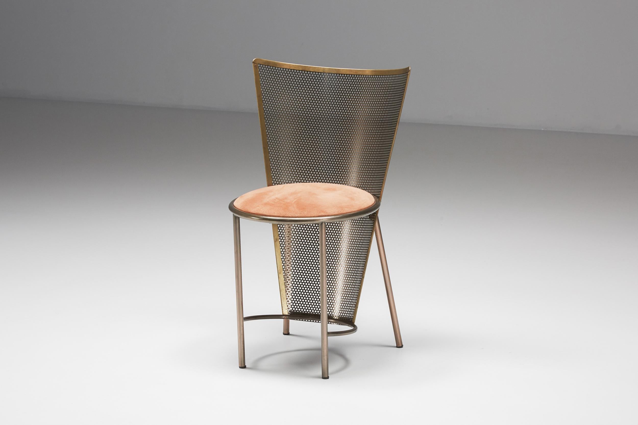 Post-Modern Frans Van Praet '92 Brass Chairs, World expo Belgian Pavillion For Sale 4