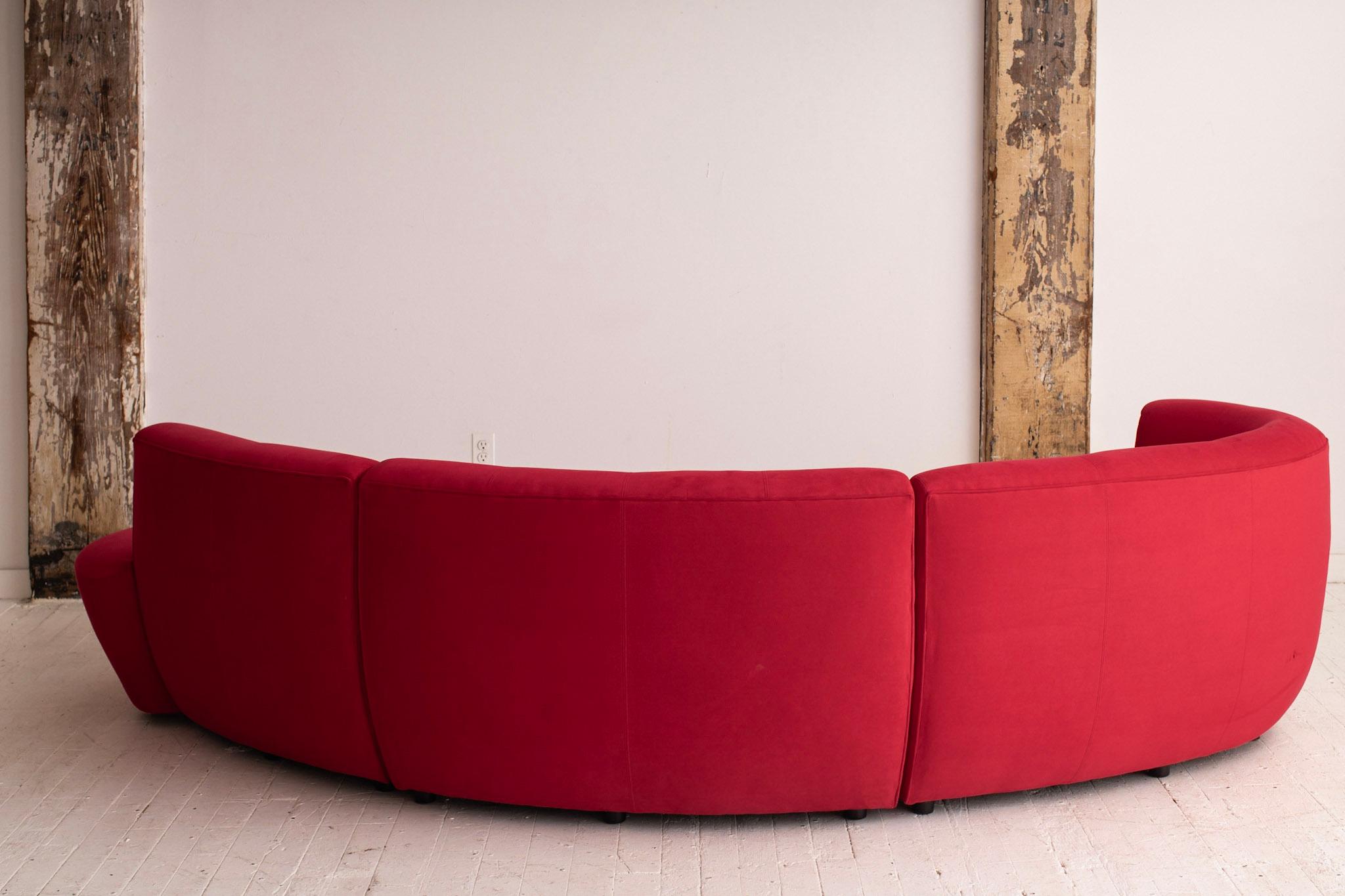 Post Modern Freeform Cloud Sectional in Red Ultrasuede 2