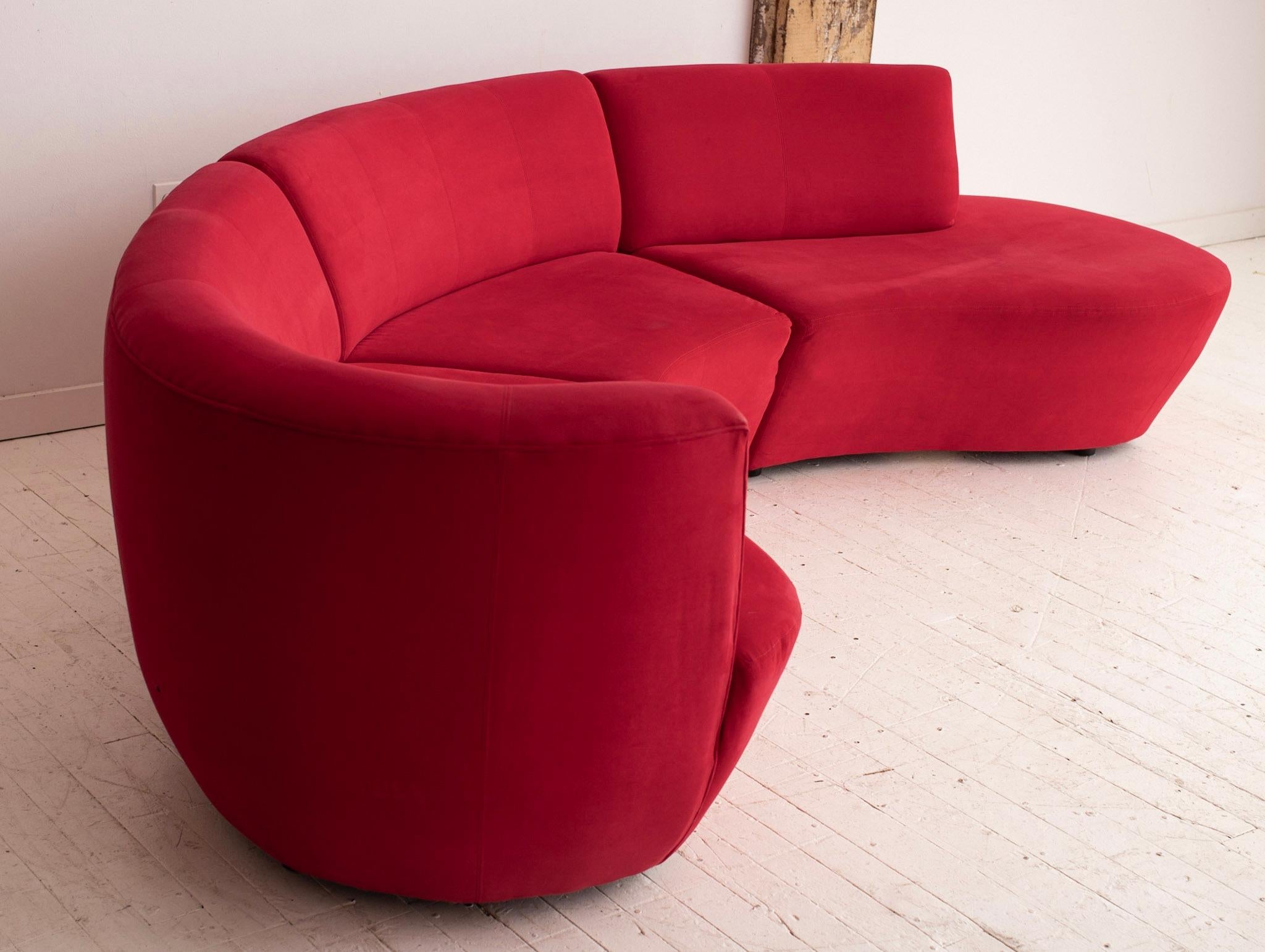 Post-Modern Post Modern Freeform Cloud Sectional in Red Ultrasuede