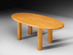 Post-Modern French Oval Dining Table with Cylindrical Legs