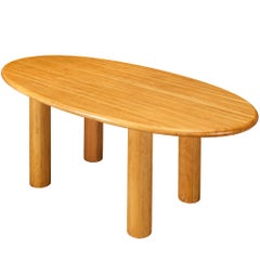 Post-Modern French Oval Dining Table with Cylindrical Legs