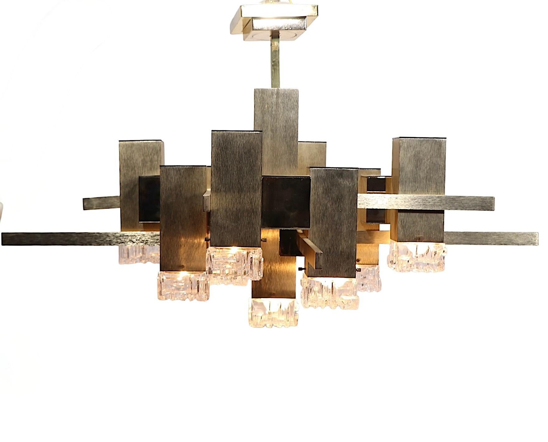 Metal Post Modern Gaetano  Sciolari Chandelier c 1960/70's