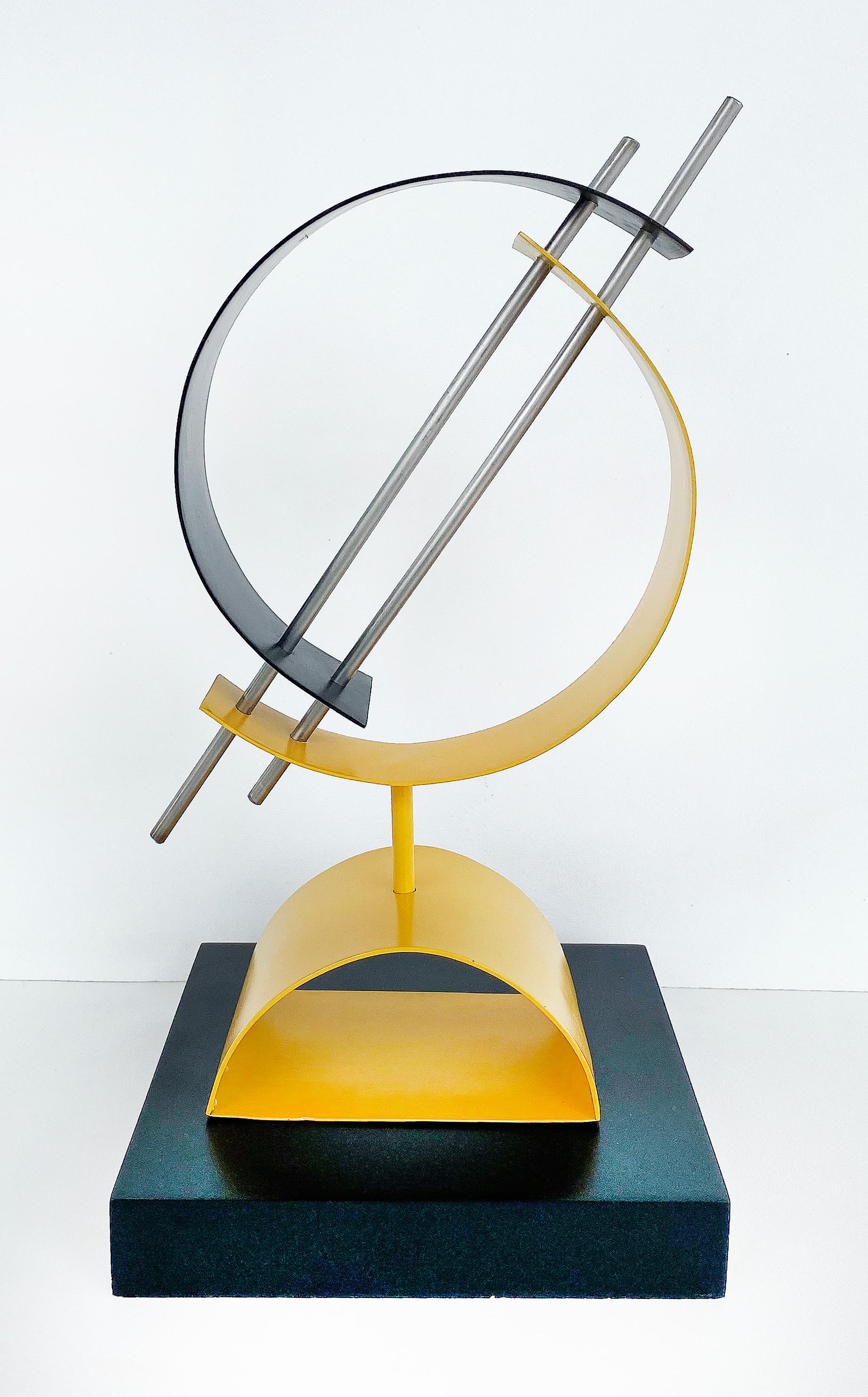 Painted Post-Modern Geometric Abstract Metal Table Sculpture