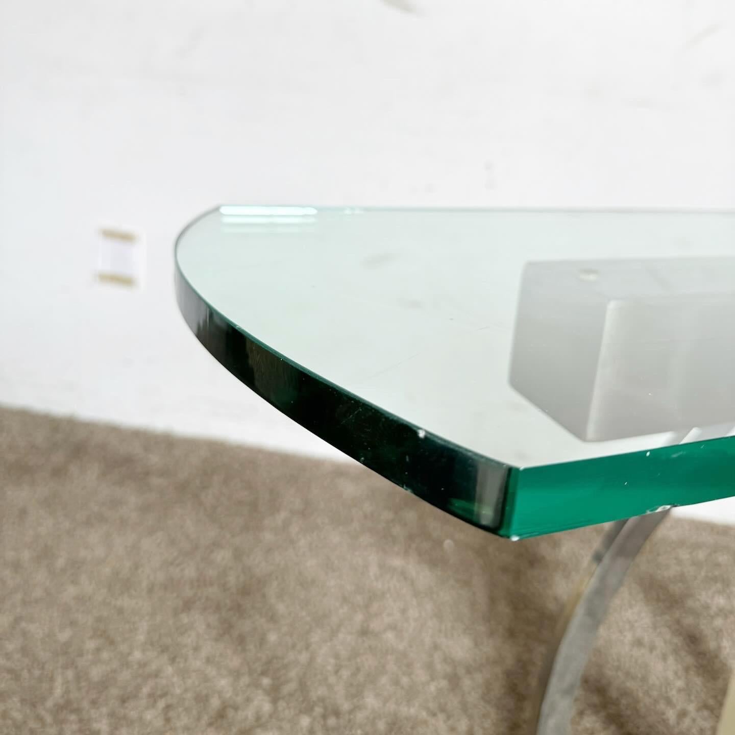 Italian Geometric Glass Top Console Table by Kaizo Oto For Sale 1