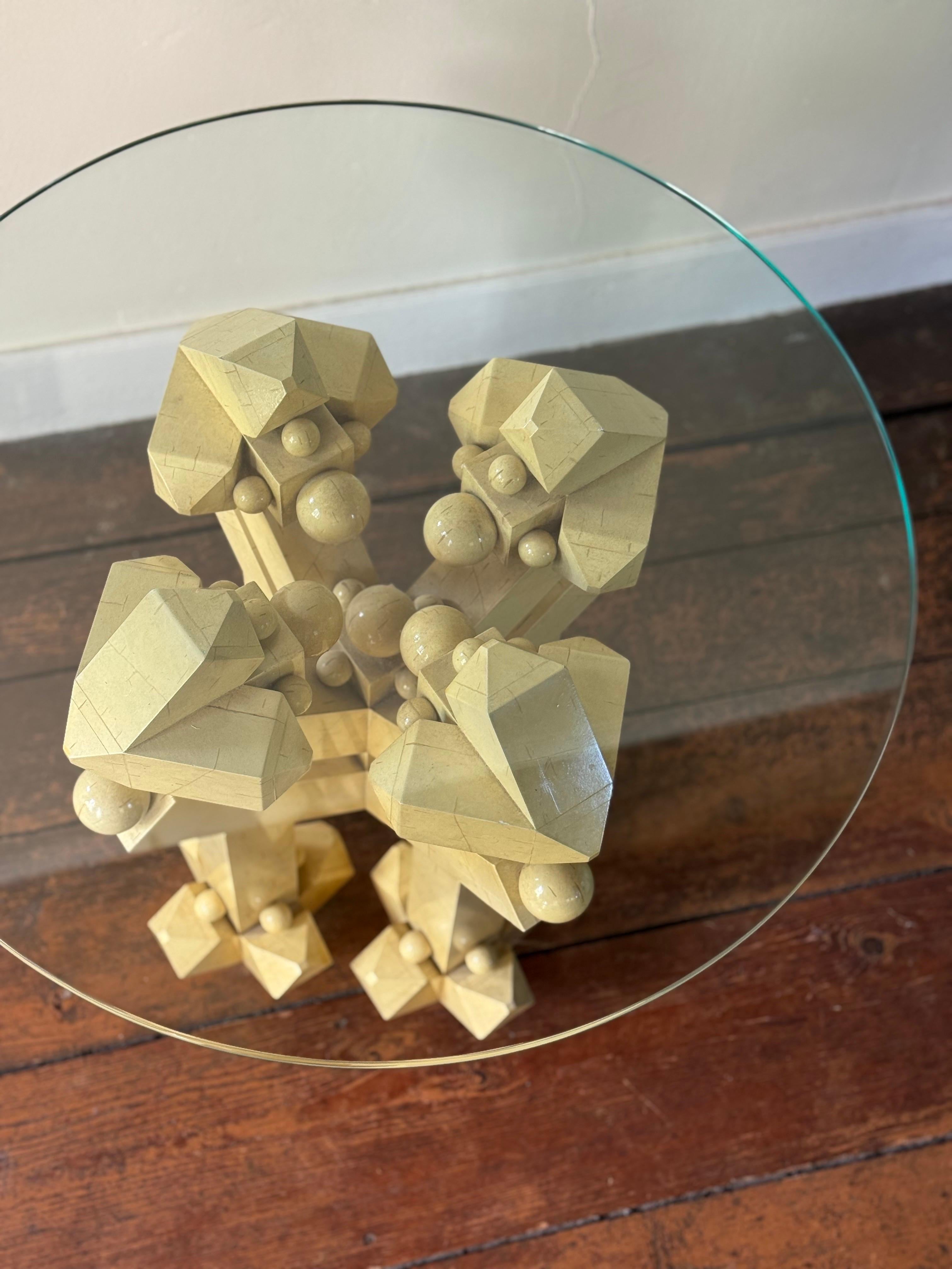 Postmoderno Post Modern Geometric Painted Wood Table in vendita