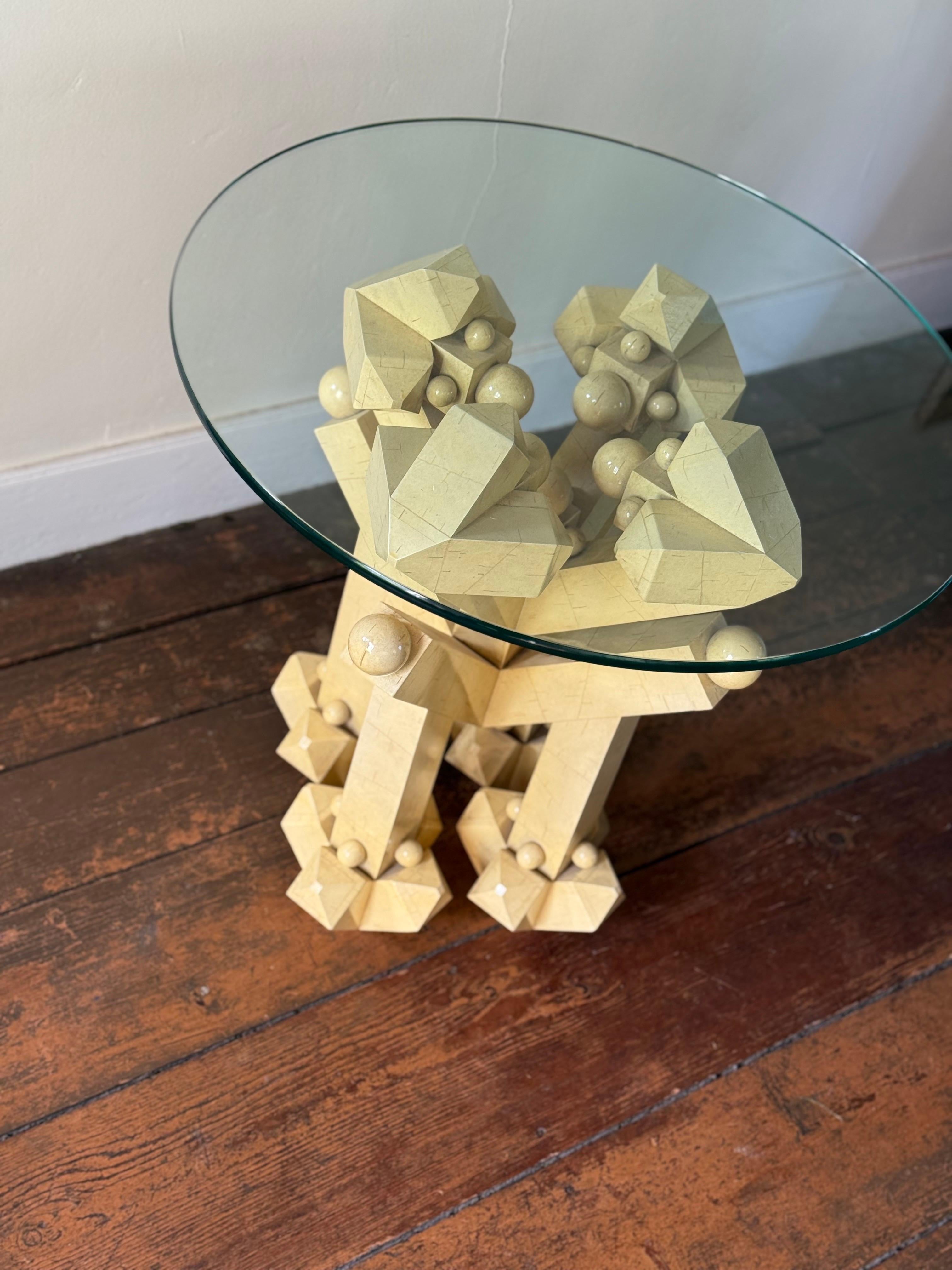 Nordamericano Post Modern Geometric Painted Wood Table in vendita