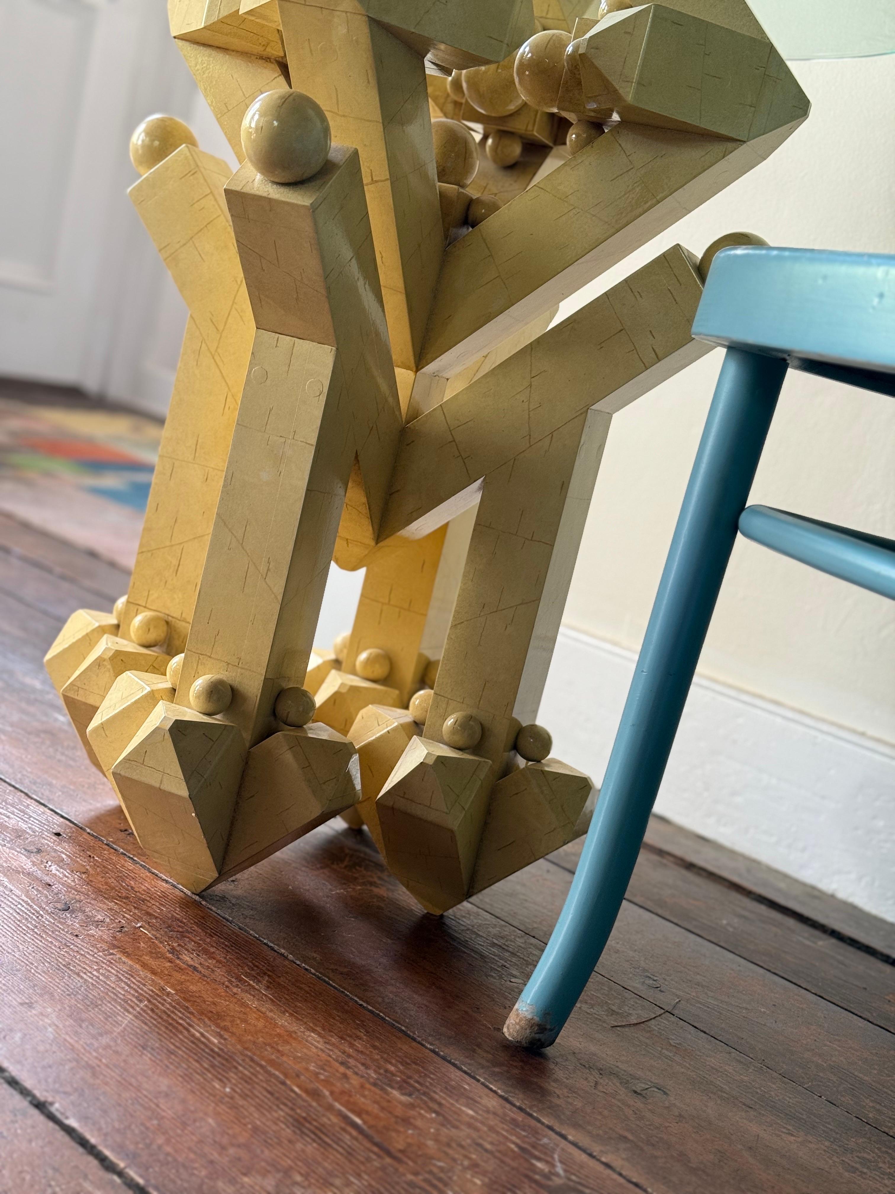 Post Modern Geometric Painted Wood Table in vendita 1