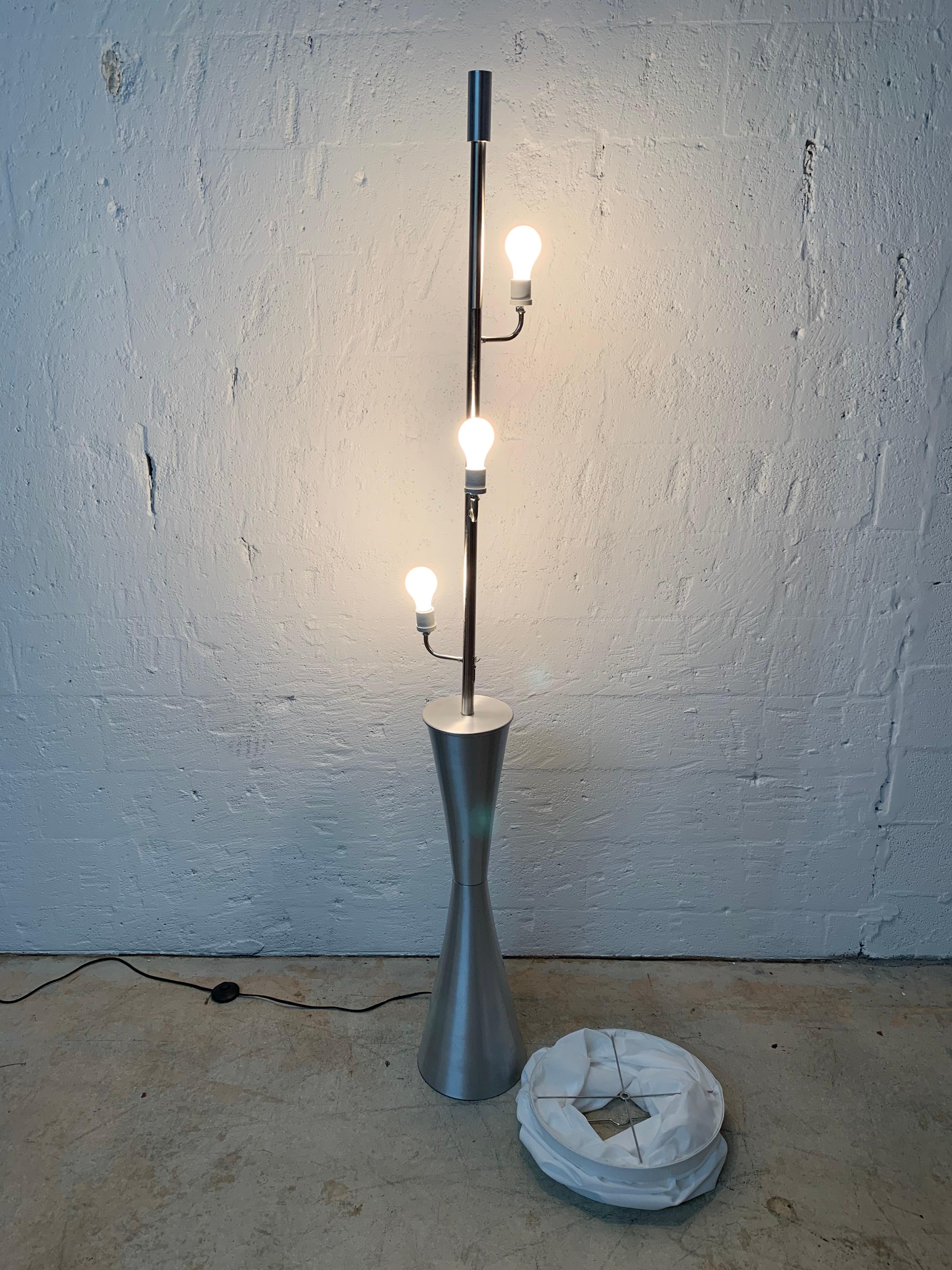 Fabric Postmodern Geometric Sculptural Aluminum Floor Lamp, USA, 1980s For Sale
