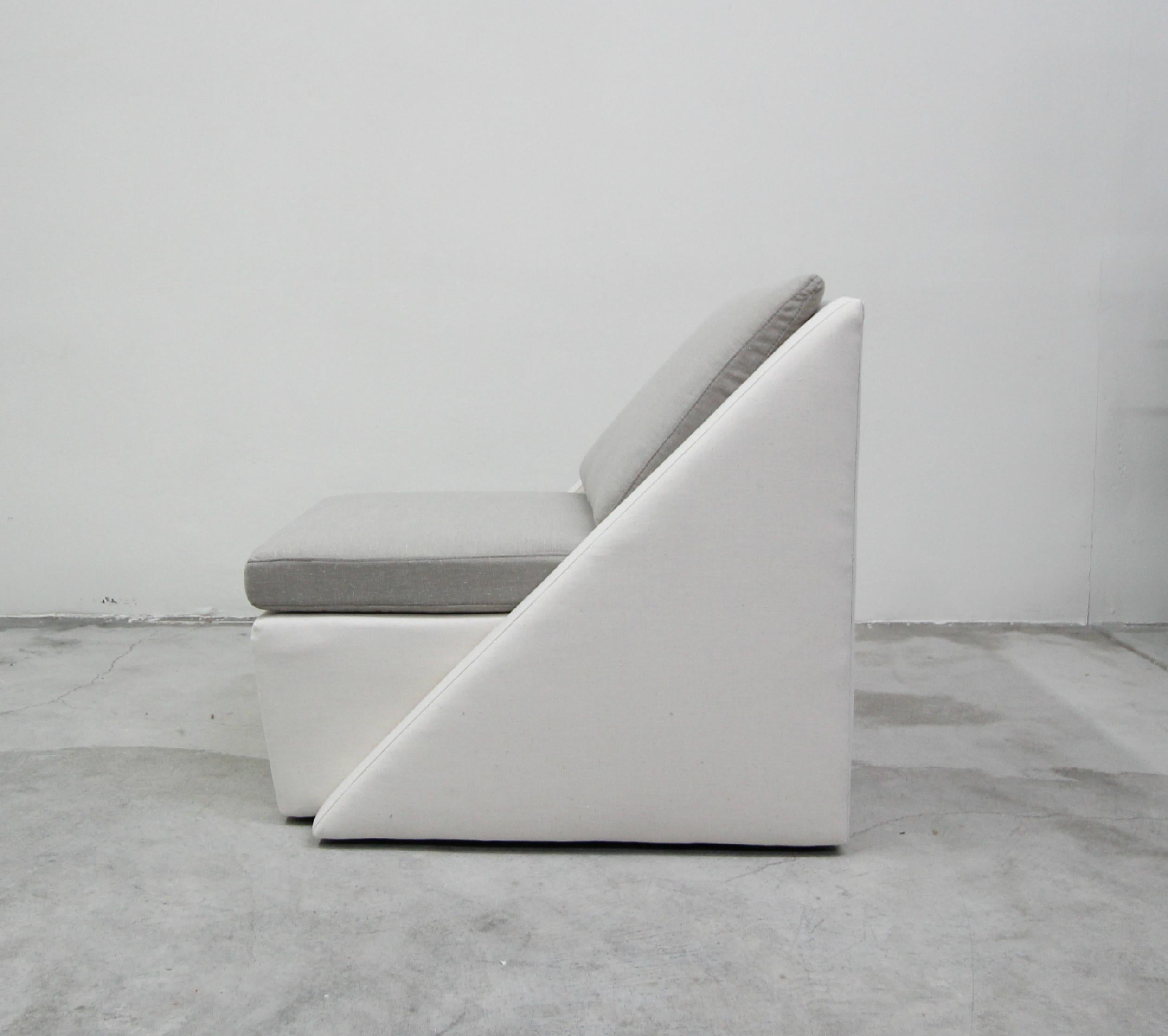 Post Modern Geometric Sofa and Chair with Ottoman Set by Thayer Coggin 2