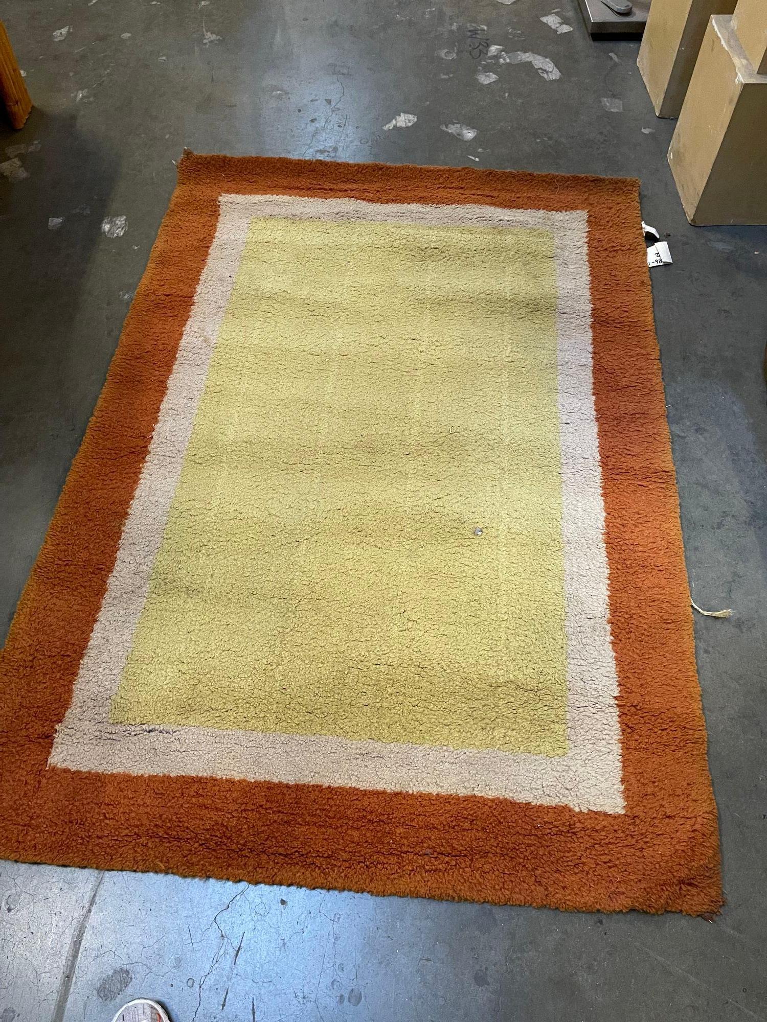 Post Modern Geometric Tricolor Scandinavian Shag Rug In Excellent Condition For Sale In Van Nuys, CA