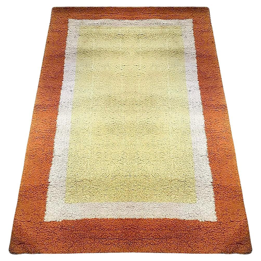 Post Modern Geometric Tricolor Scandinavian Shag Rug For Sale