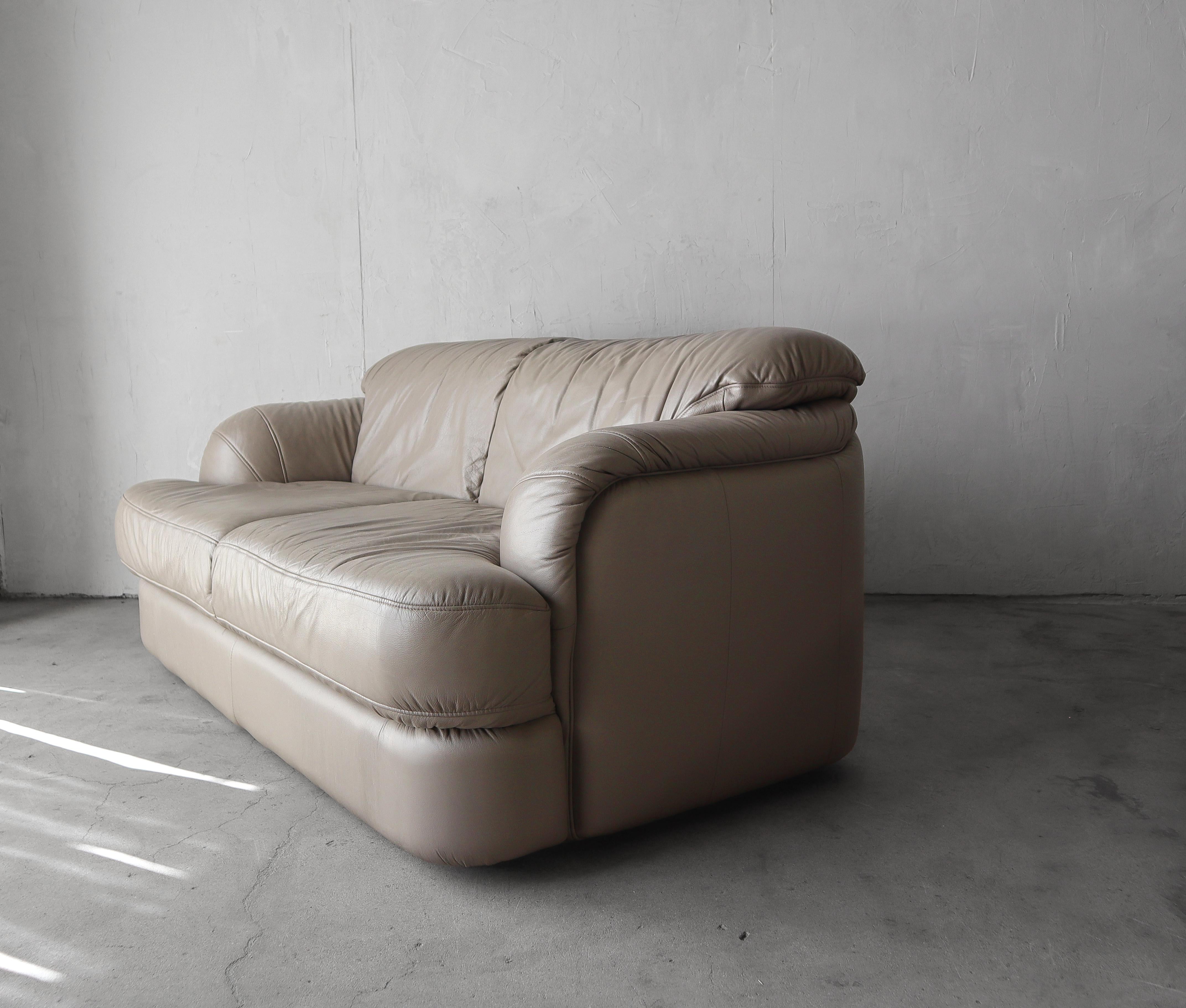 Post Modern German Leather Loveseat Sofas - A Pair In Good Condition In Las Vegas, NV