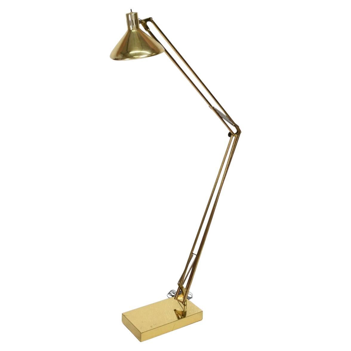 Post Modern Giant Brass Floor Lamp Luxo Articulating Architect Drafting Light