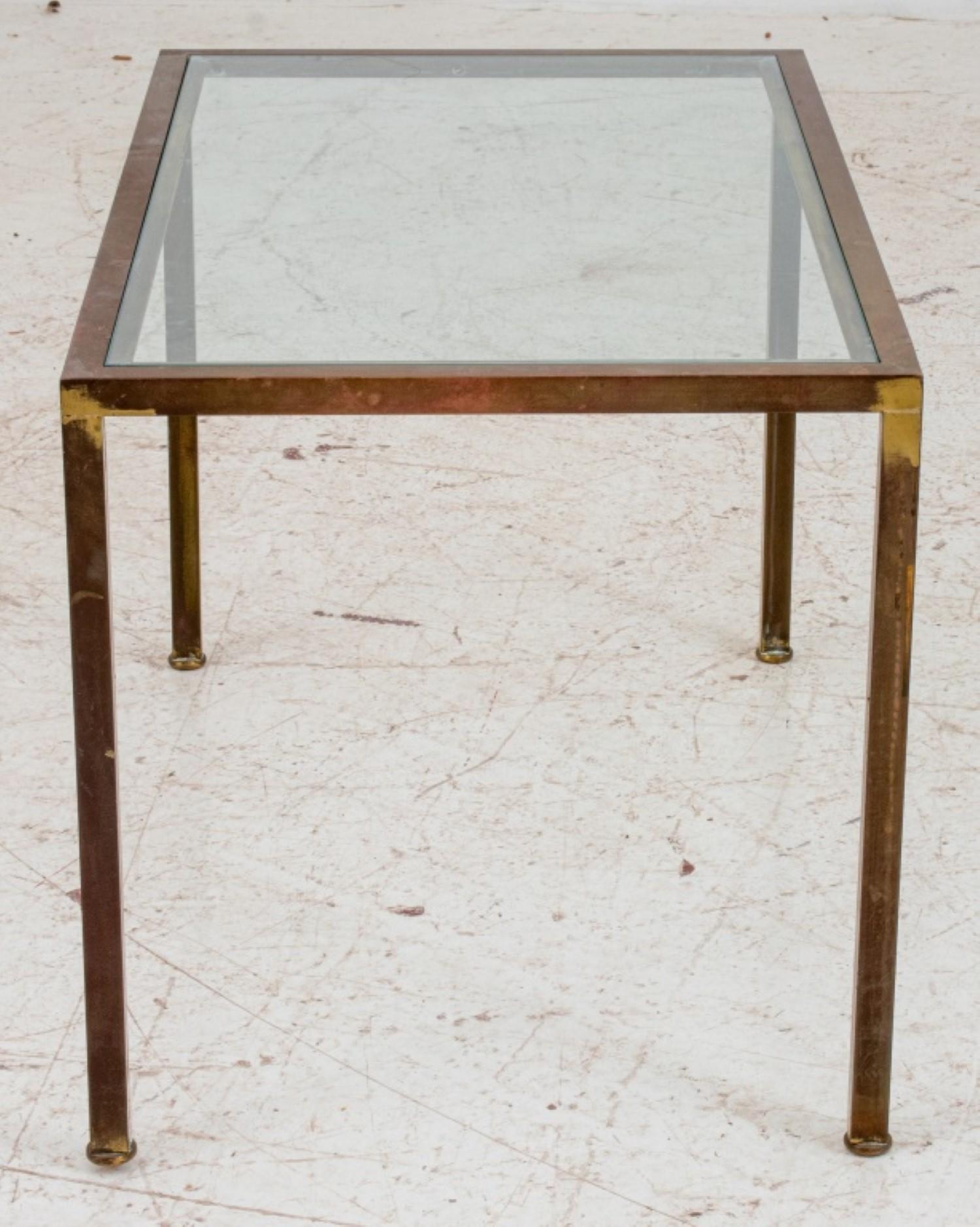 European Post-Modern Gilt Metal And Glass Coffee Table For Sale
