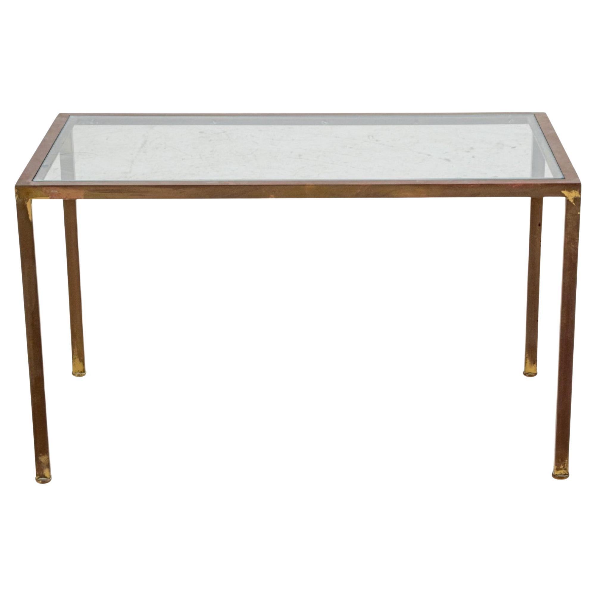 Post-Modern Gilt Metal And Glass Coffee Table For Sale