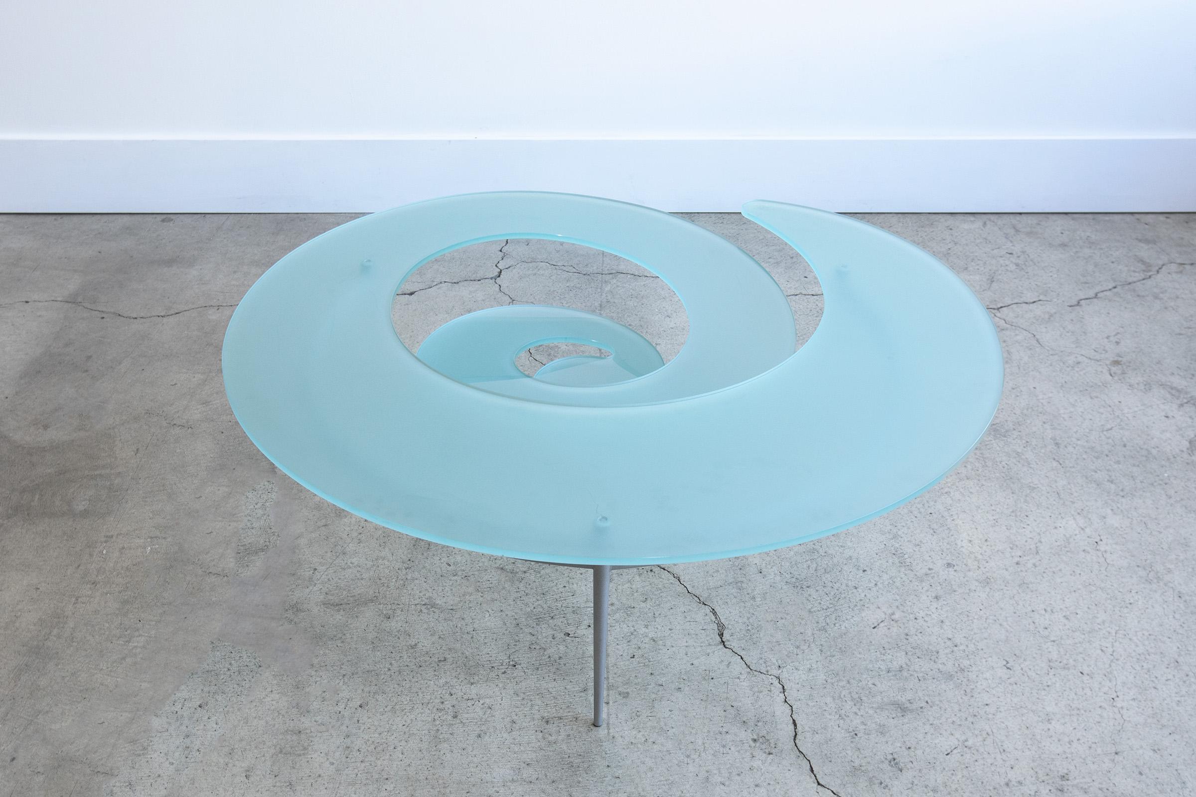 Post-Modern Post Modern Giorgio Cattelan Nautilus Spiral Glass Coffee Table Cattelan Italia