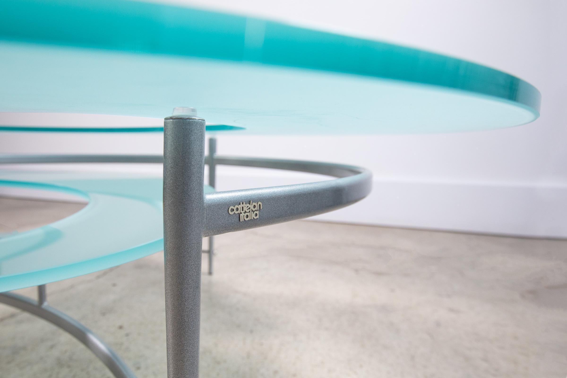 Post Modern Giorgio Cattelan Nautilus Spiral Glass Coffee Table Cattelan Italia In Excellent Condition In Portland, OR