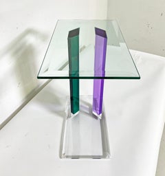Post Modern Glass and Acrylic Side Table in Manner of Shlomi Haziza, c. 1980s