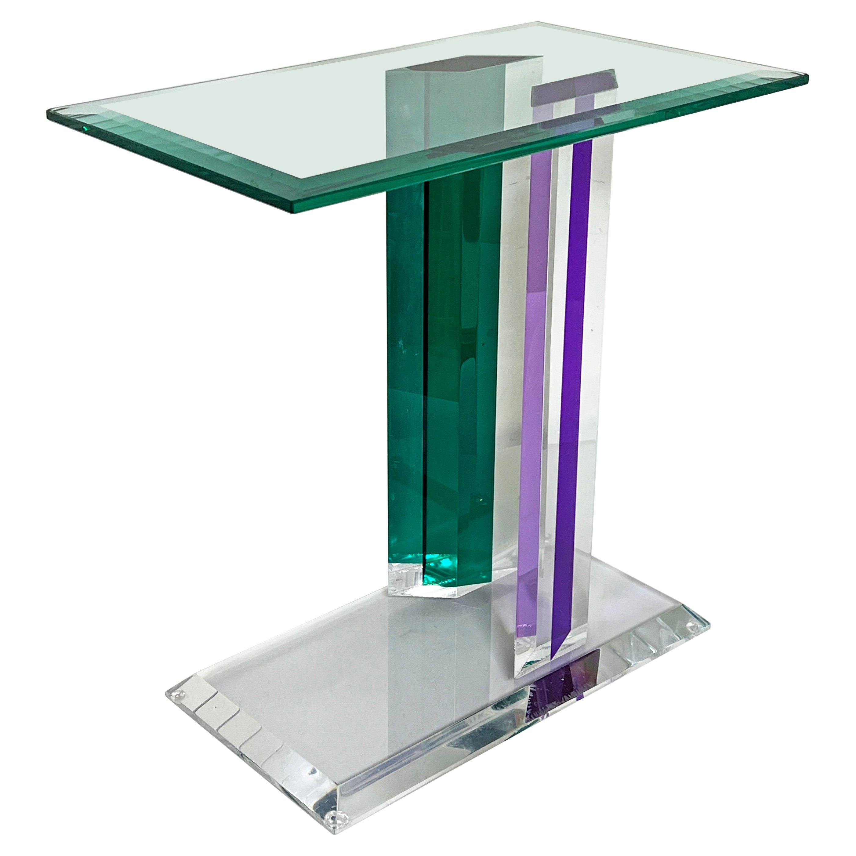 Post Modern Glass and Acrylic Side Table in Manner of Shlomi Haziza, c. 1980s