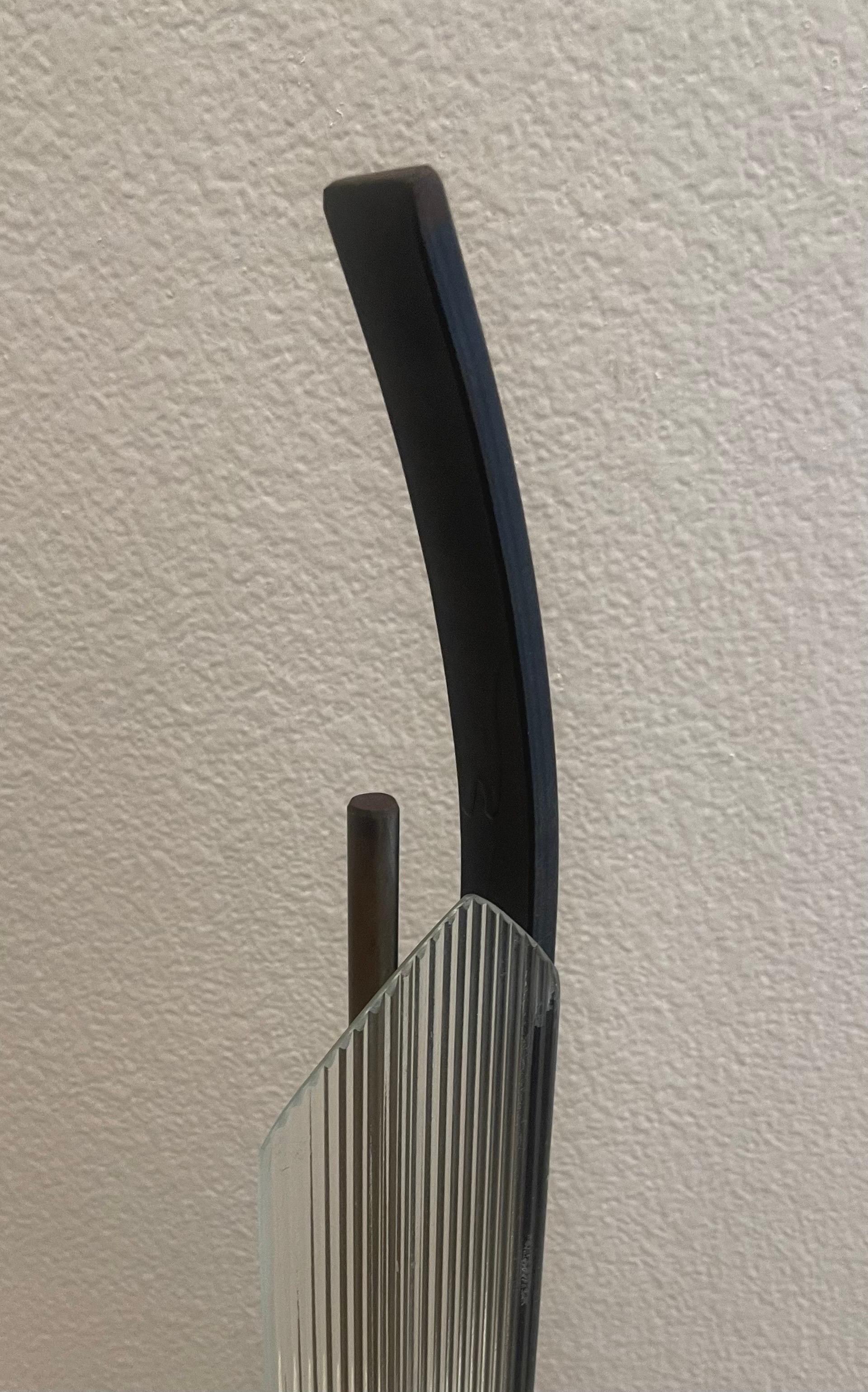 Post-Modern Glass and Cut Steel Abstract Sculpture by Karen Dugan For Sale 4