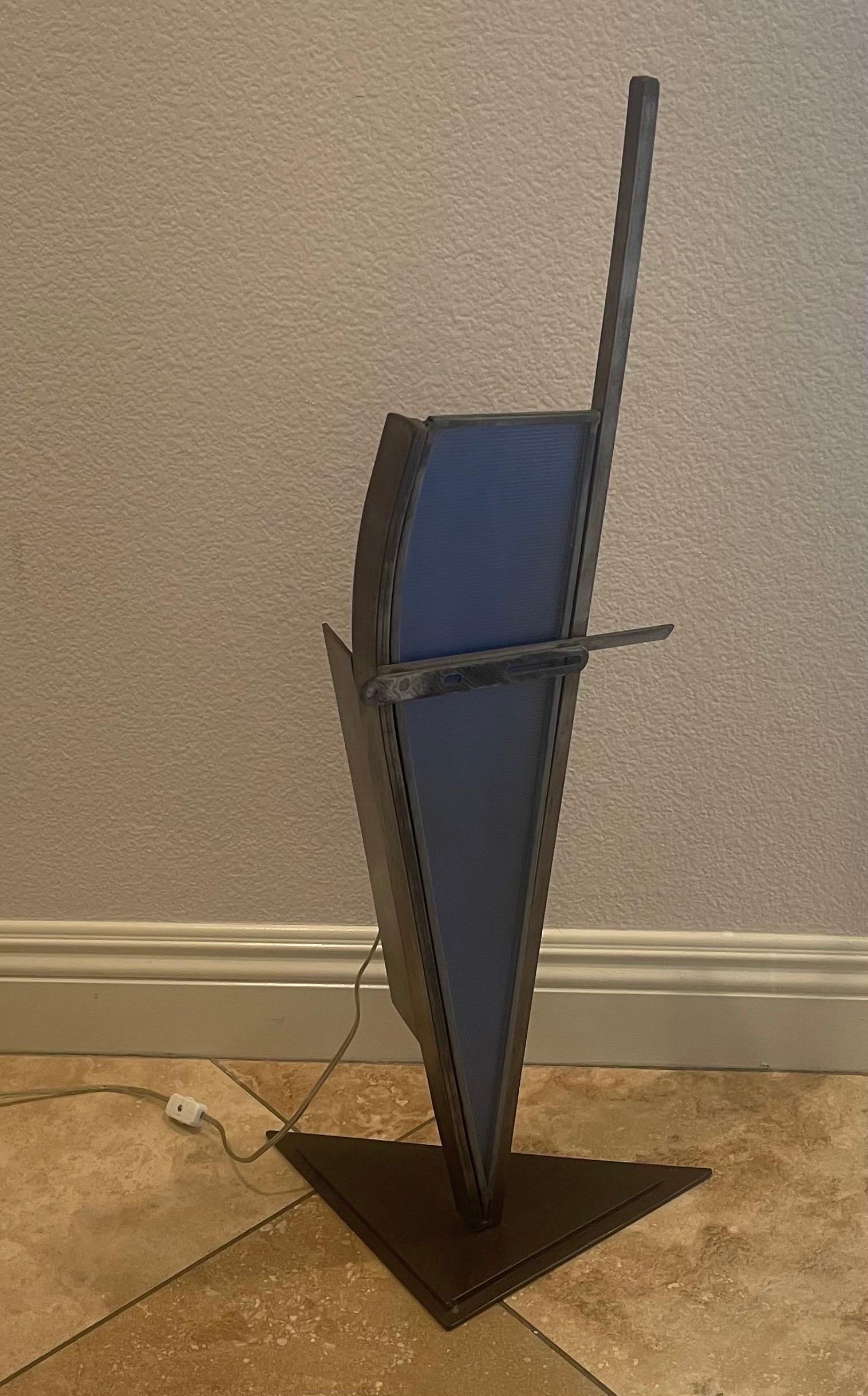 Post-Modern Glass and Cut Steel Lamp by Karen Dugan For Sale 7