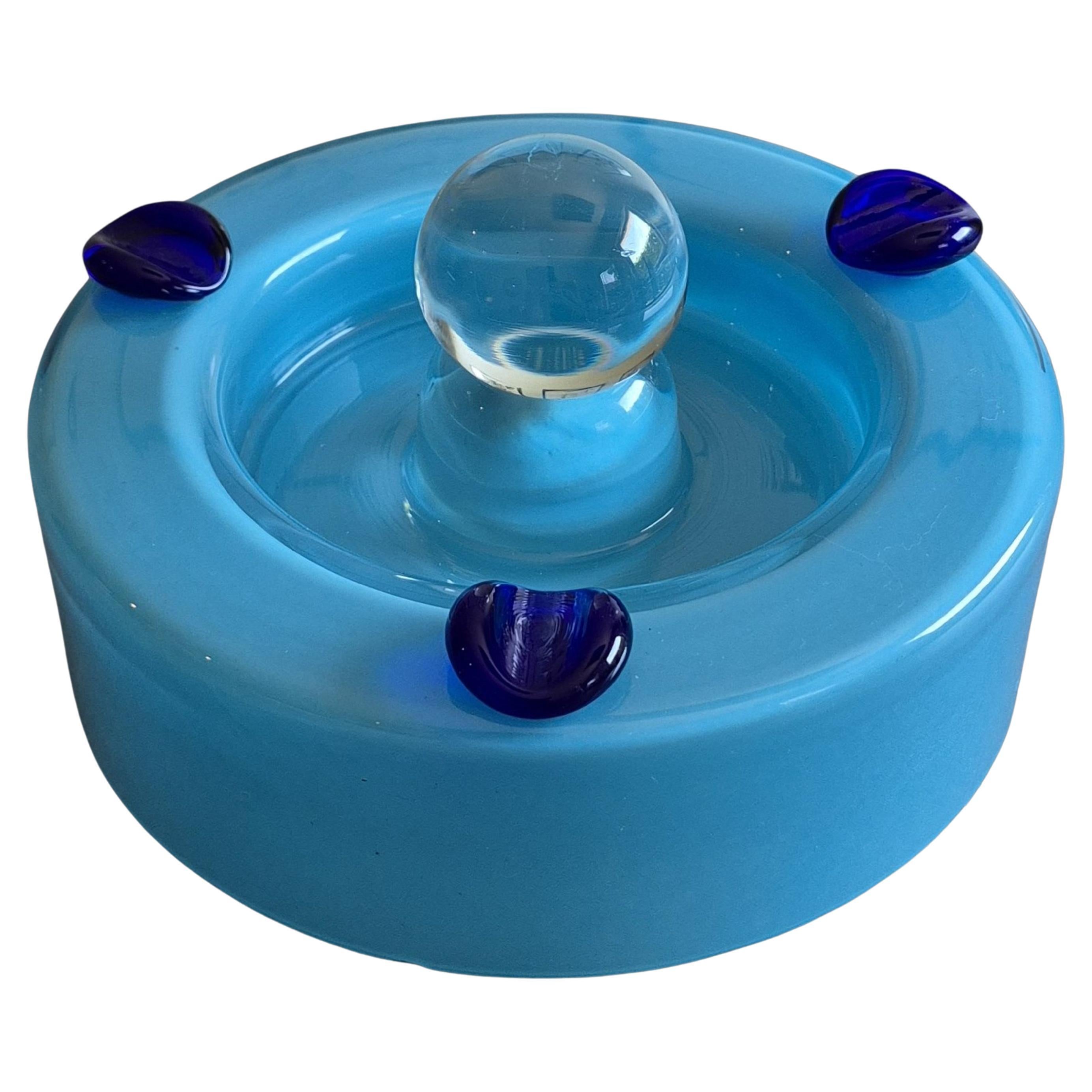 Post modern glass ashtray, Italy 1980s For Sale