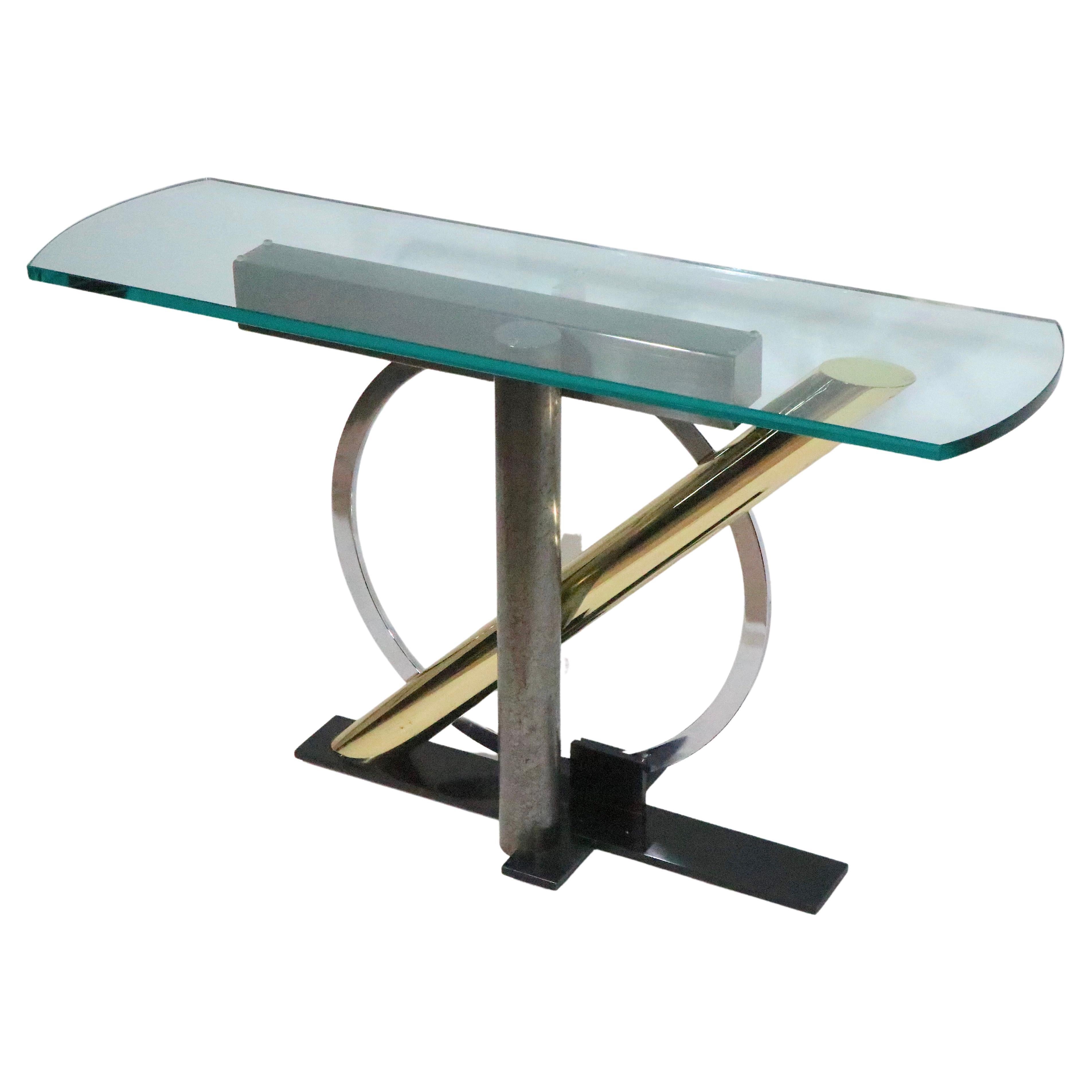 Post Modern Glass Console Table by Kaizo Oto for Design Institute of
