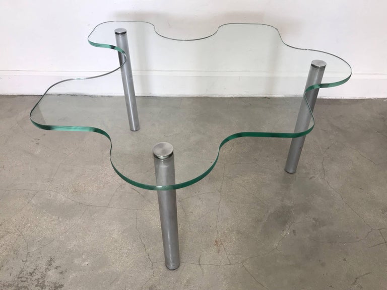 Postmodern Glass Jigsaw Puzzle Coffee, Cocktail, Side, or End Table at