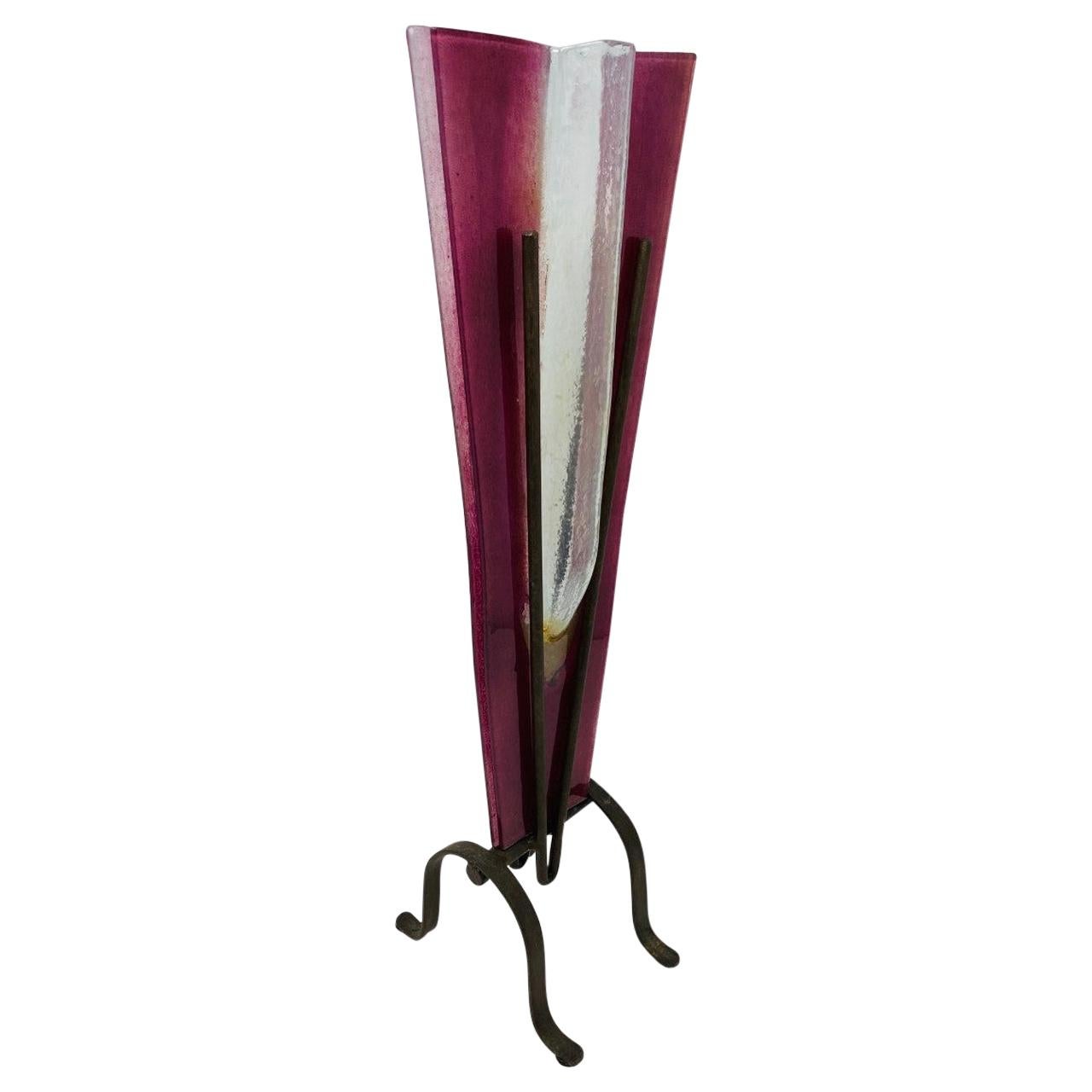 Post Modern Glass Pedestal Vase For Sale